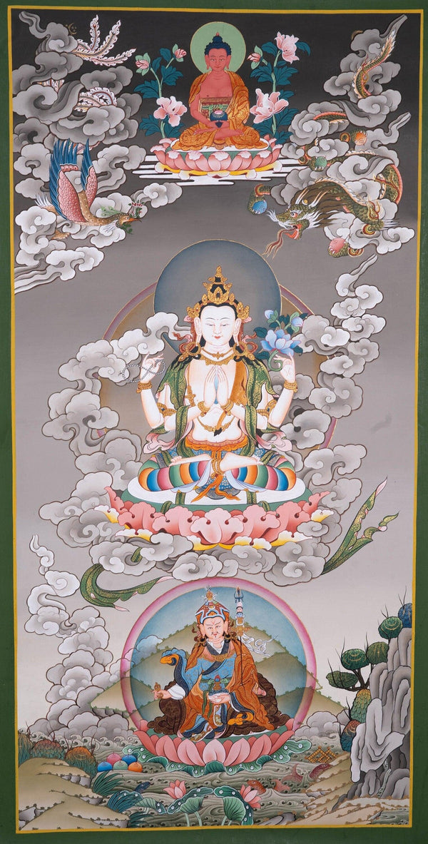 Chenrezig Thangka Painting For Meditational Practice and Spiritual Gifts