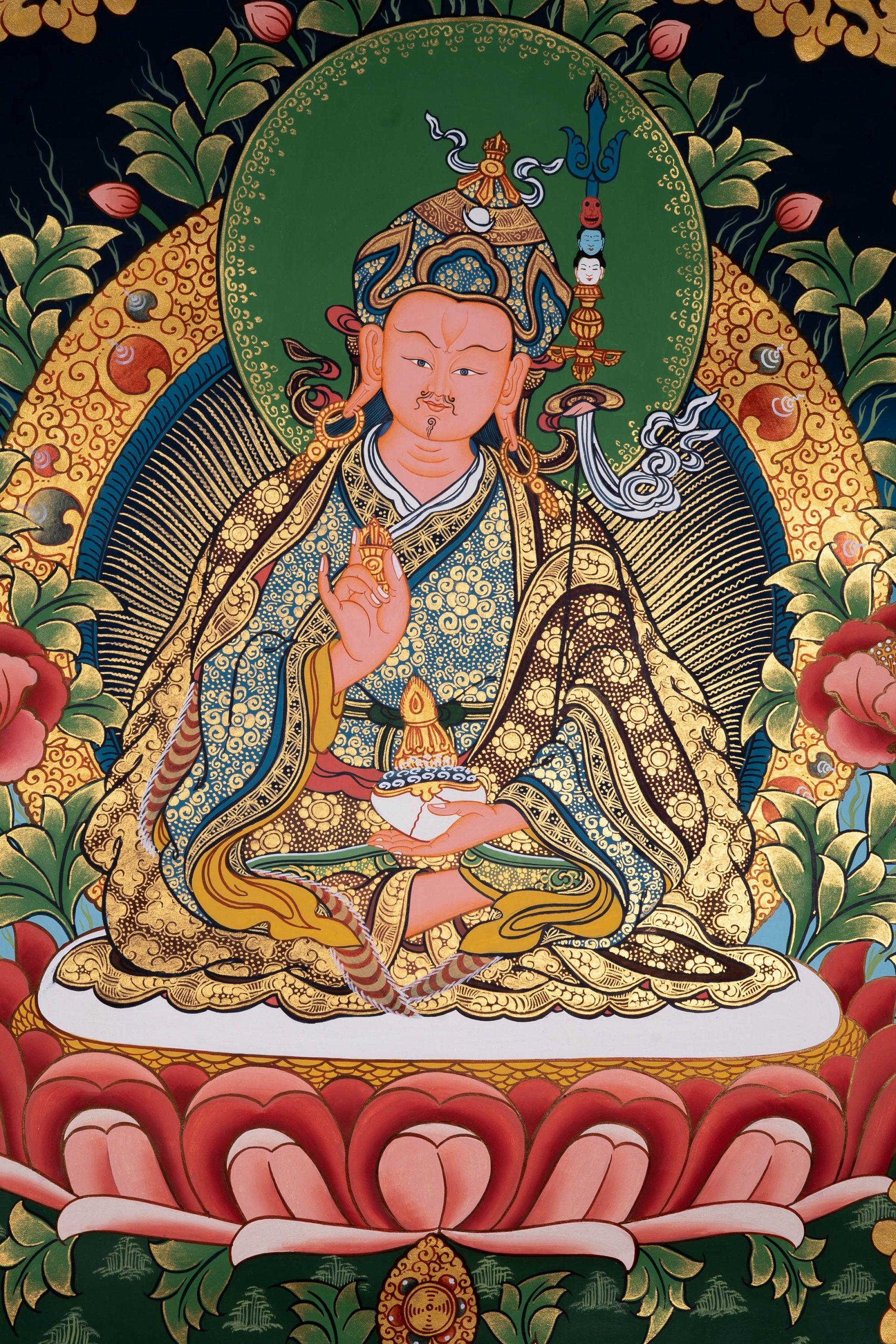 Guru Rinpoche Tibetan Thangka Painting For home decor and and Wall hanging 