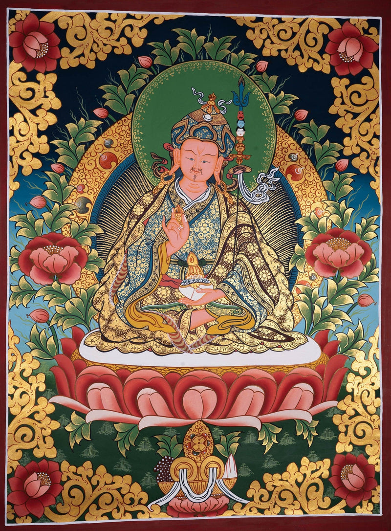 Guru Rinpoche Tibetan Thangka Painting For home decor and and Wall hanging 