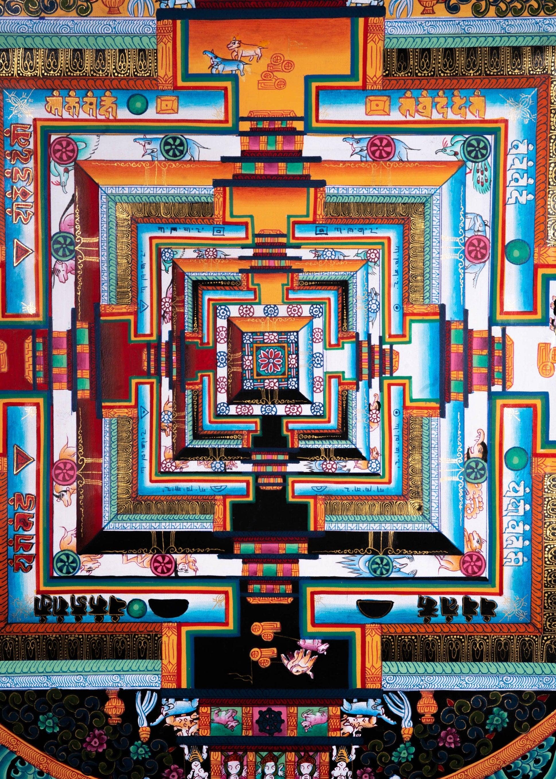 Cotton Canvas Kalachakra Mandala Thangka For Meditational Practice and Spiritual Gifts