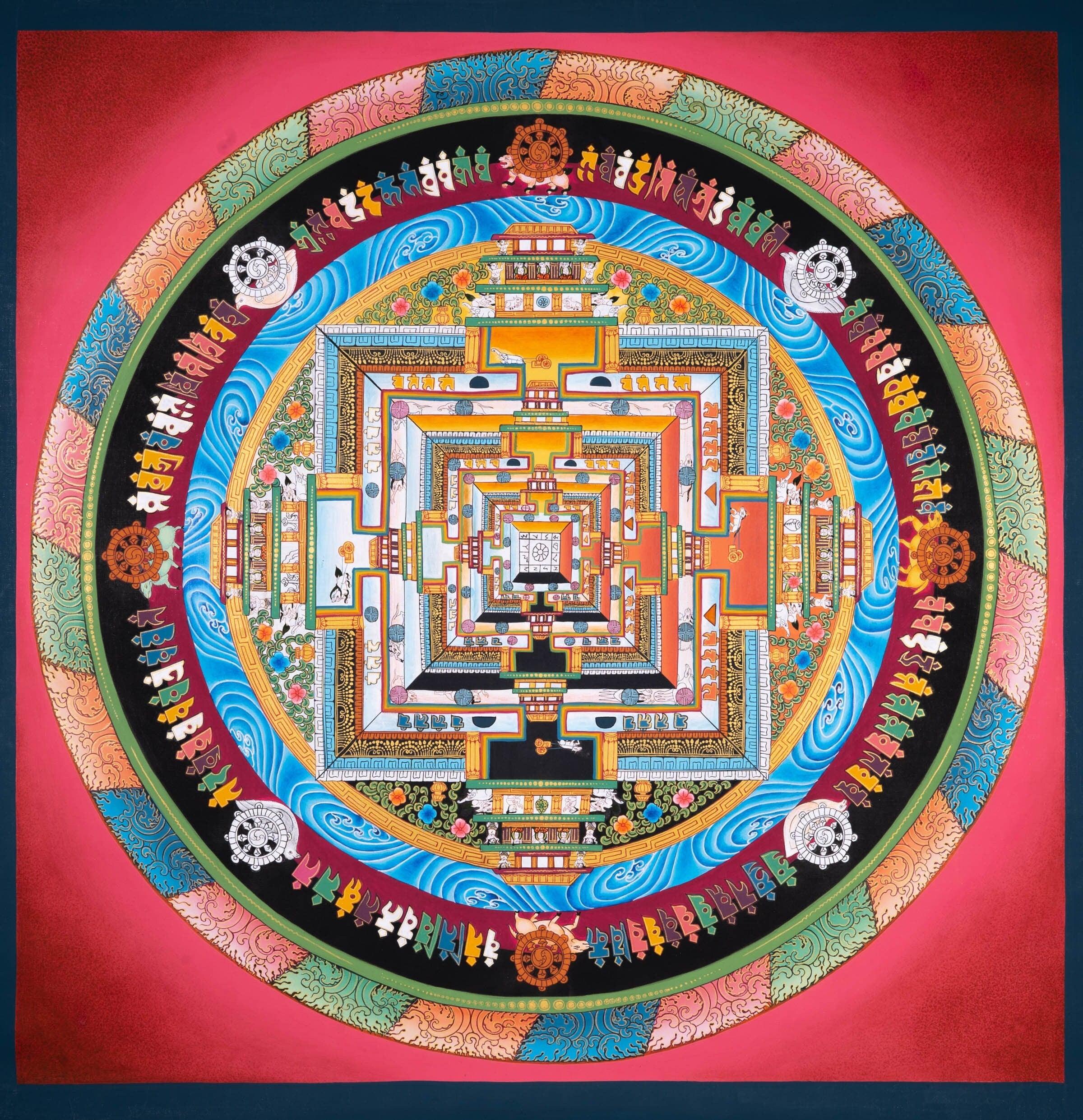Lotus Kalchakra Mandala Thangka Painting