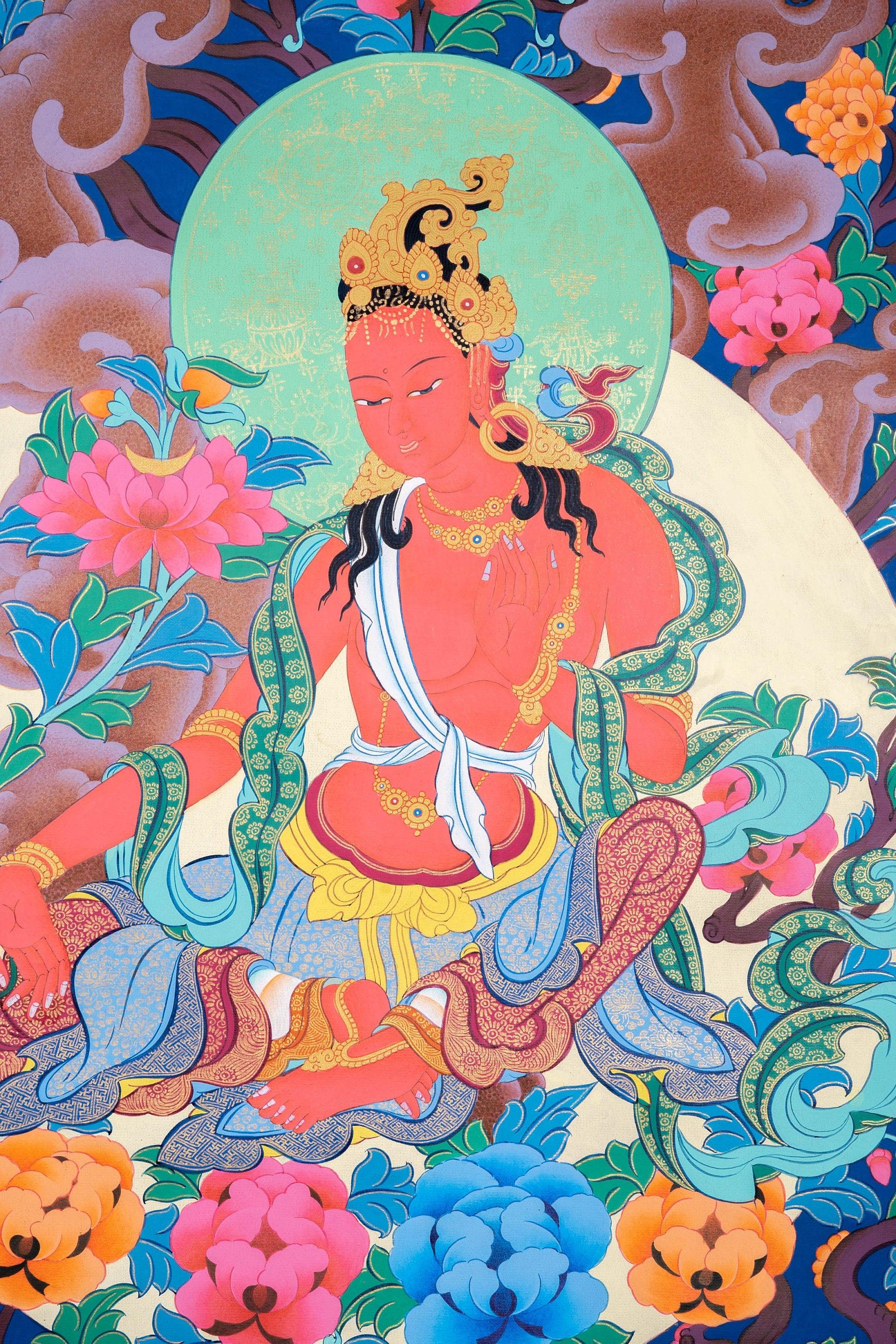 Red Tara Thangka Hand Painting For Meditational Practice and Spiritual Gifts