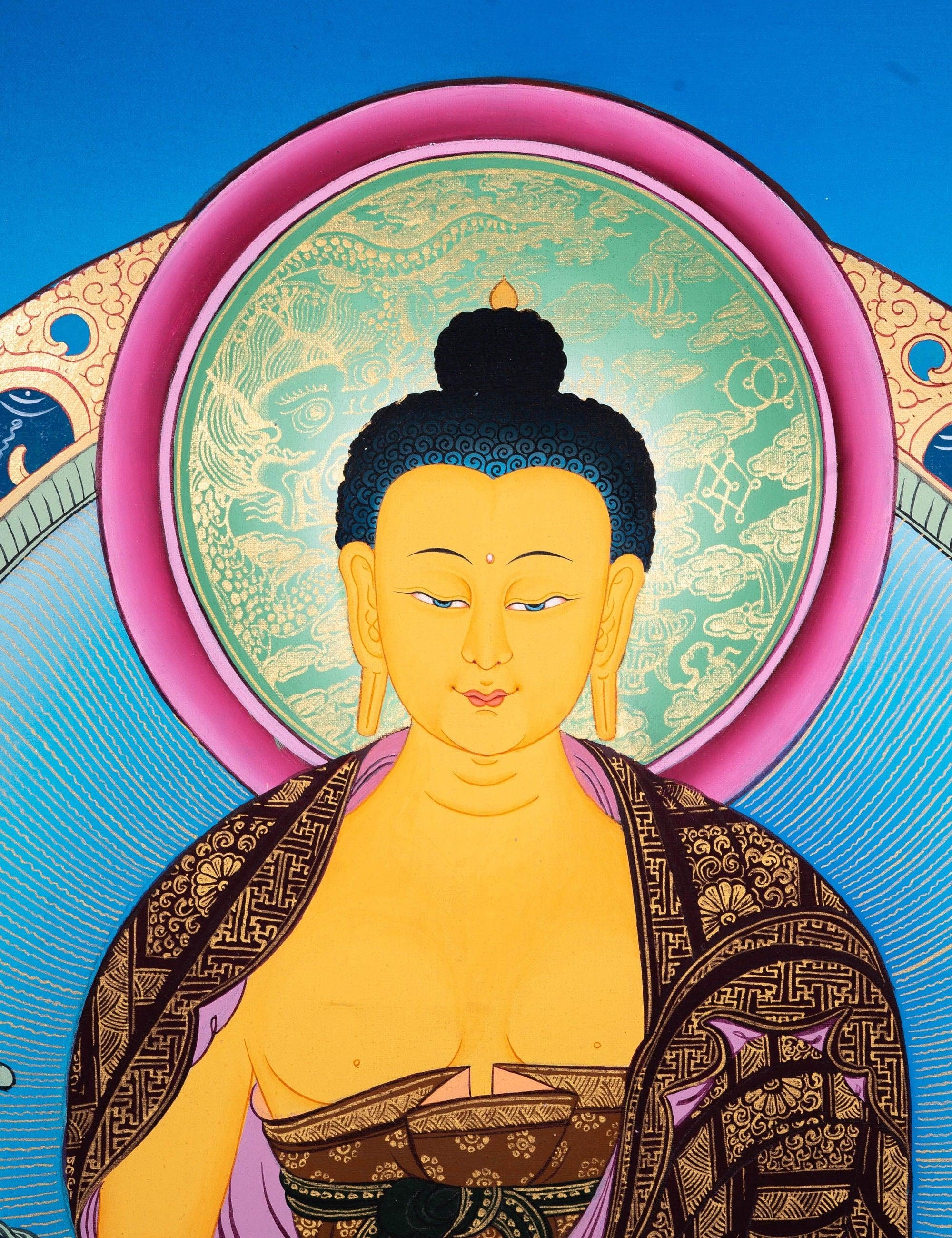 Tibetan Thangka Painting of Shakyamuni Buddha