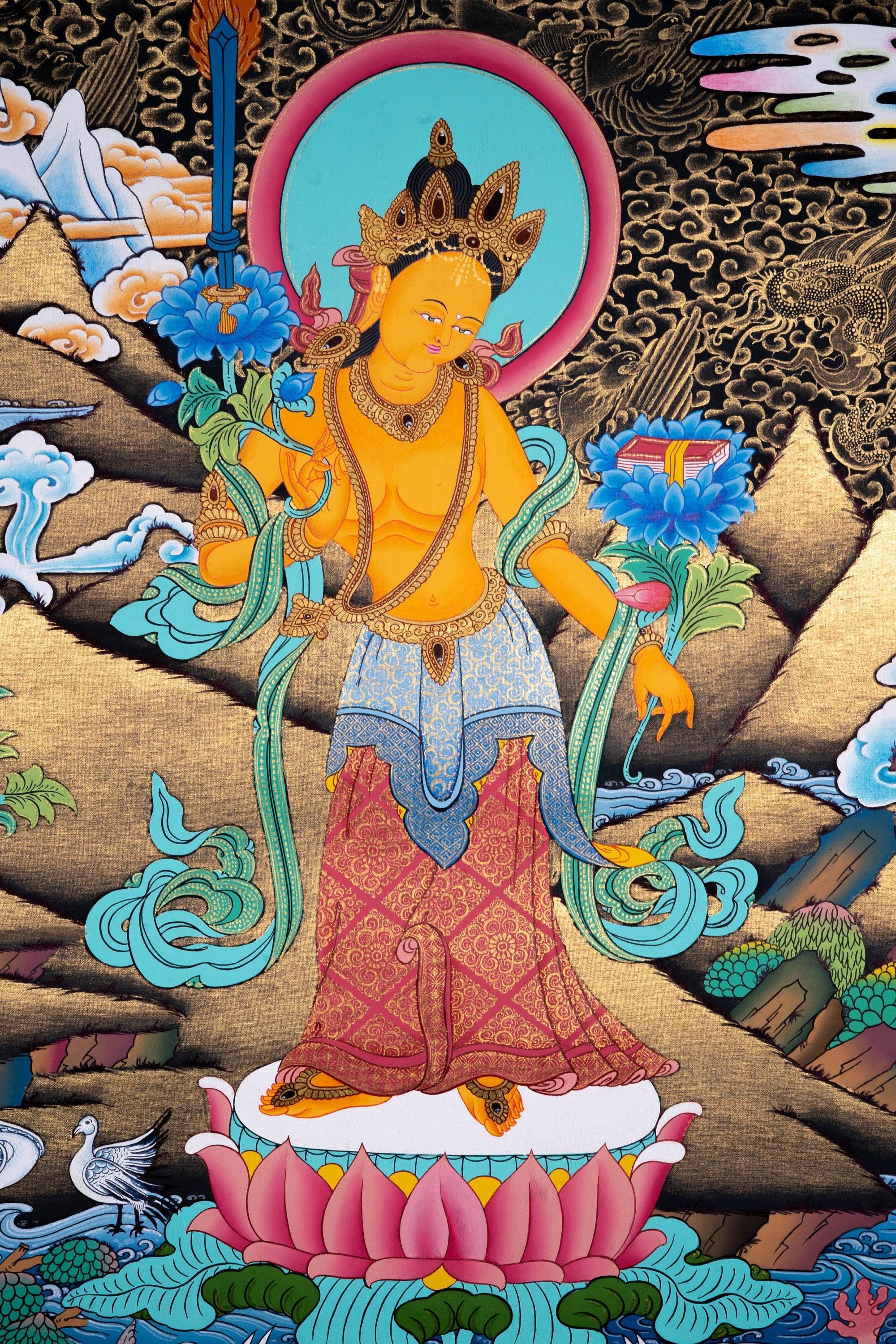 Fine Quality Manjushri Thangka For home decor and and Wall hanging 