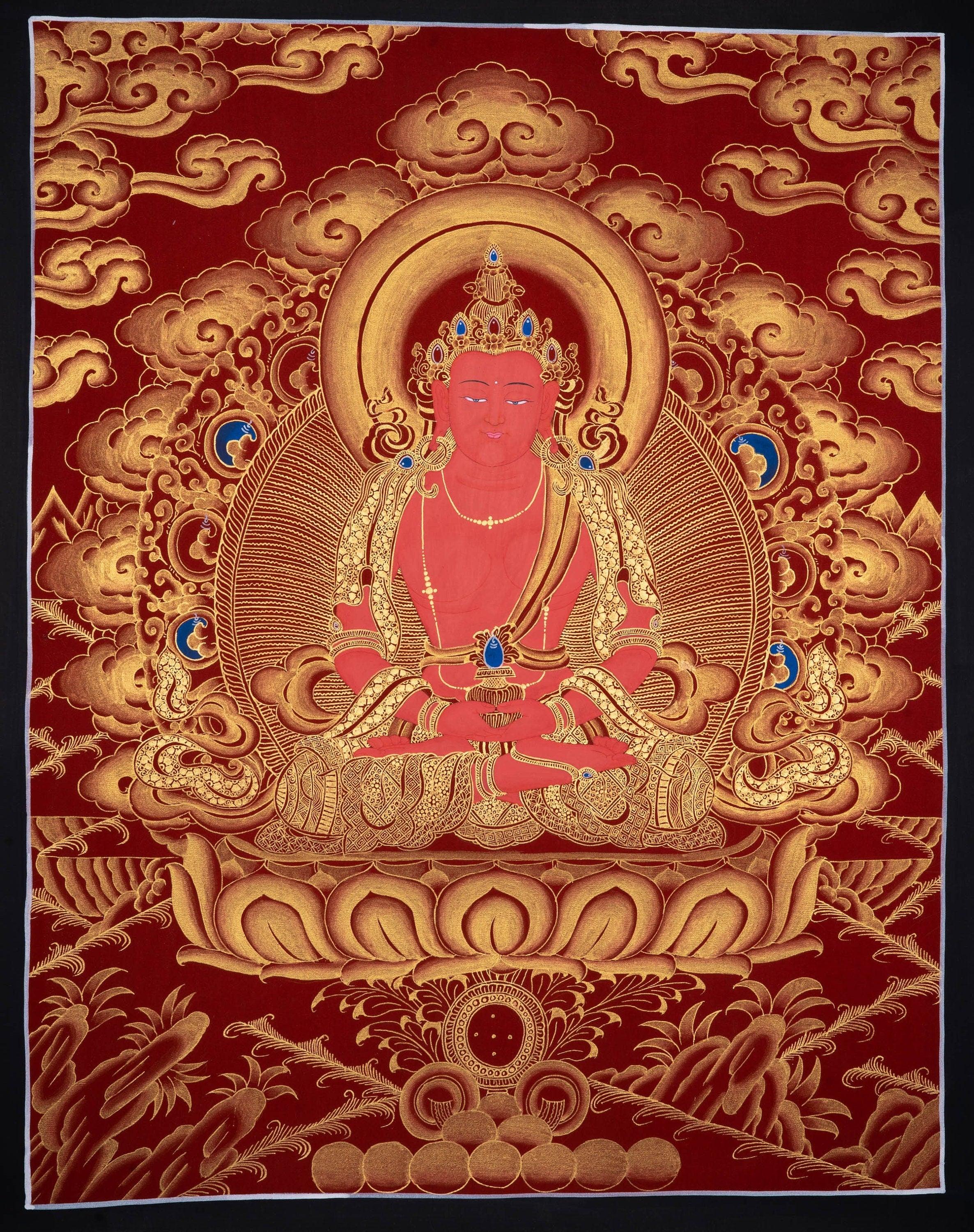 Long Life Amitabha Buddha Thangka - Himalayas Shop
