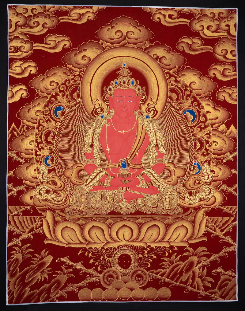 Long Life Amitabha Buddha Thangka - Himalayas Shop