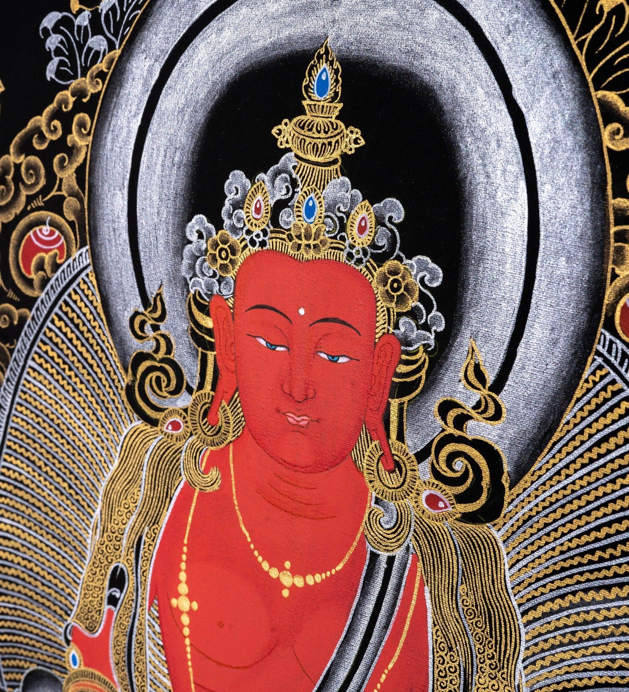 Fine Thangka art -  Amitabha Buddha Painting - Himalayas Shop