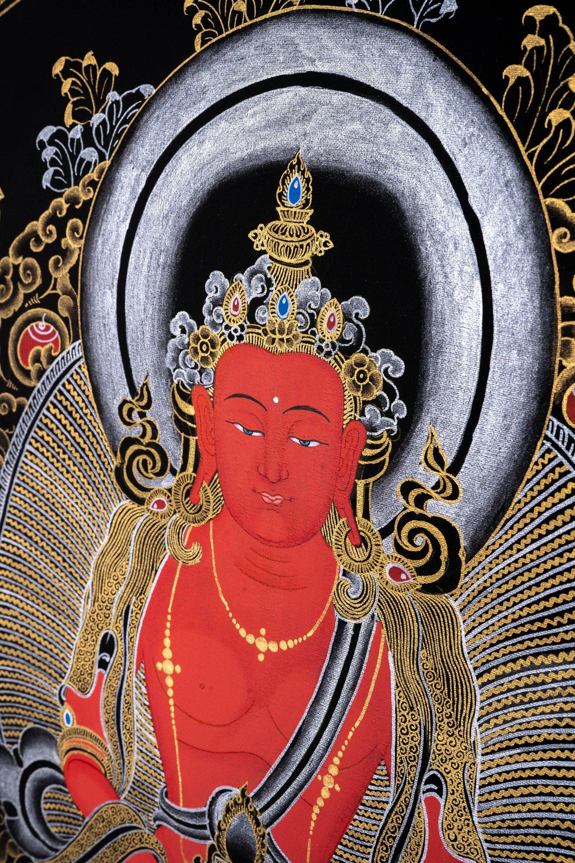 Fine Thangka art -  Amitabha Buddha Painting - Himalayas Shop