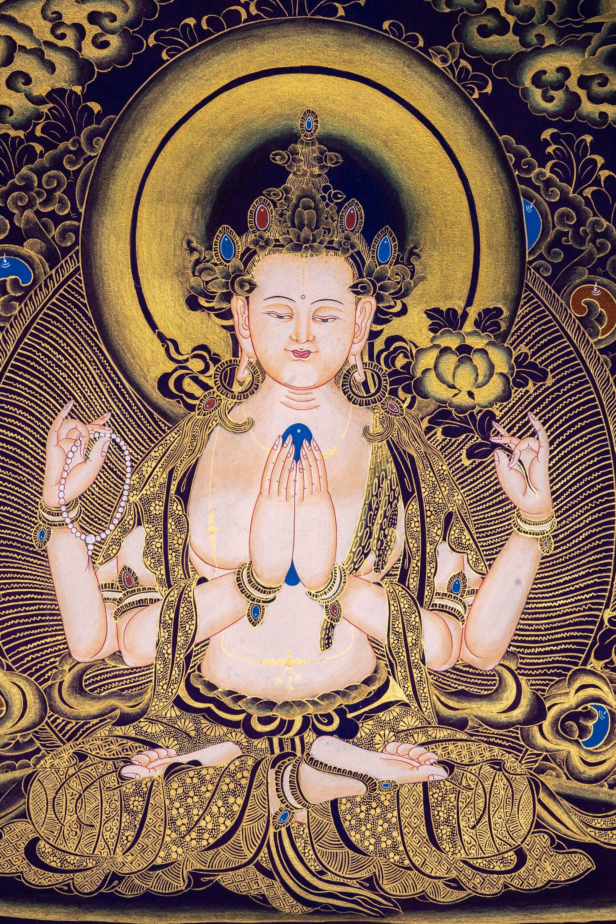 Chengresi Tibetan Thangka - Himalayas Shop