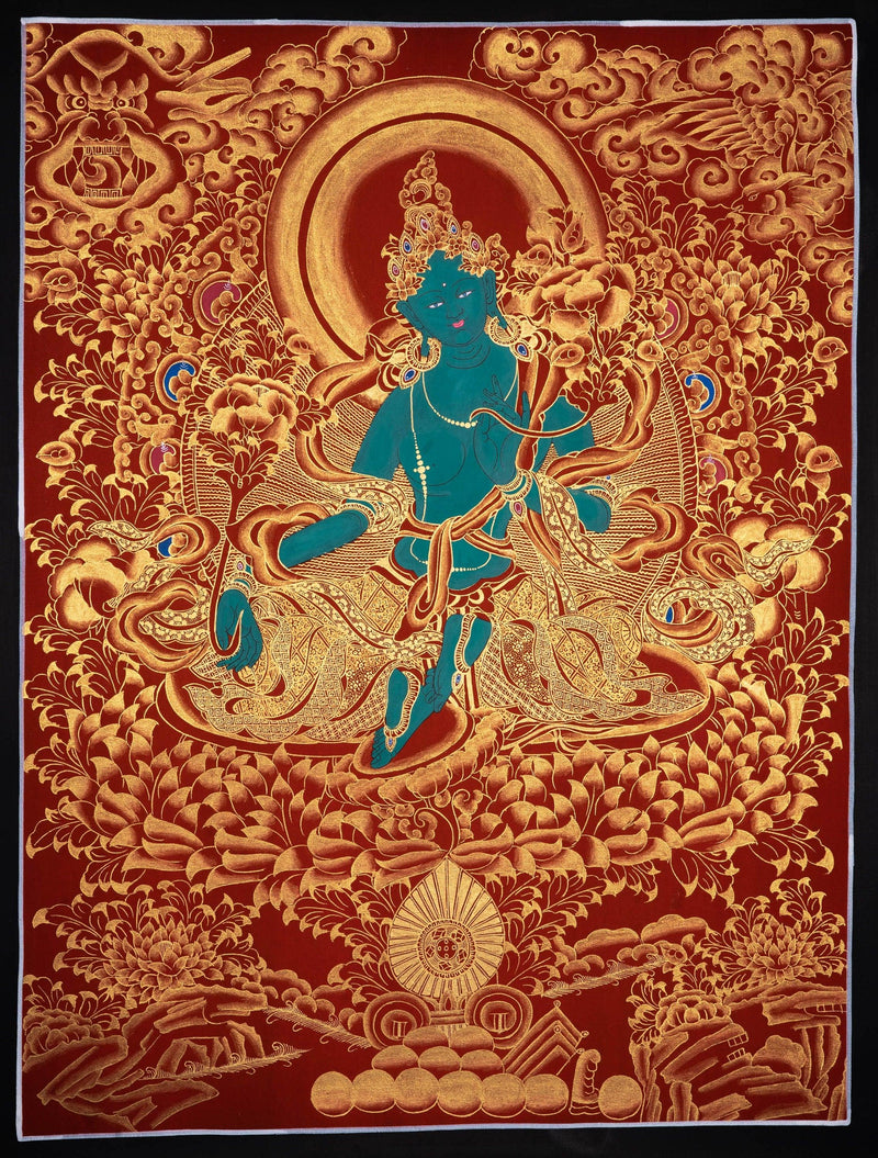 Green Tara Thangka for Decoration - Himalayas Shop