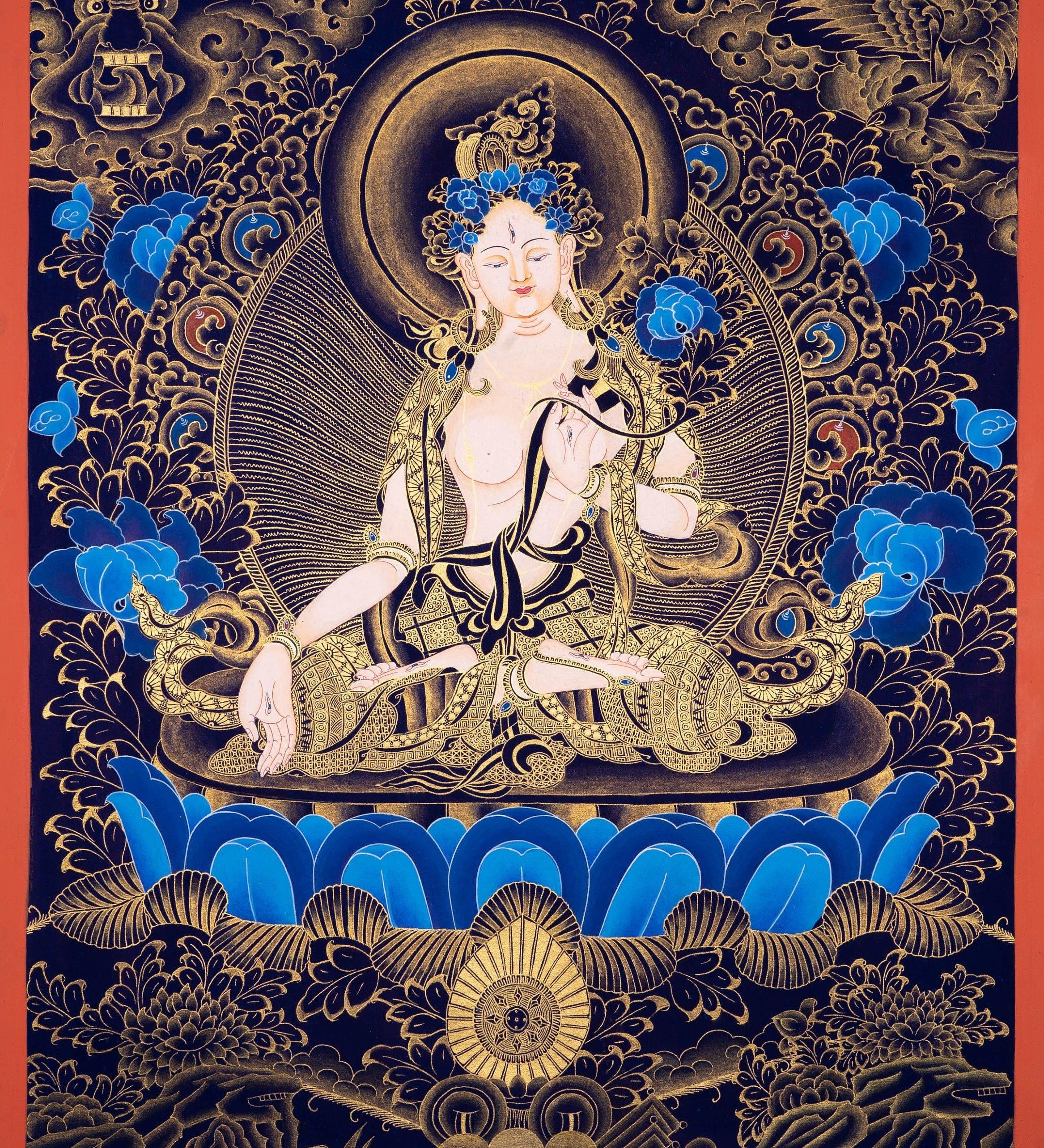 White Tara Thangka Painting Art from Nepal - Himalayas Shop