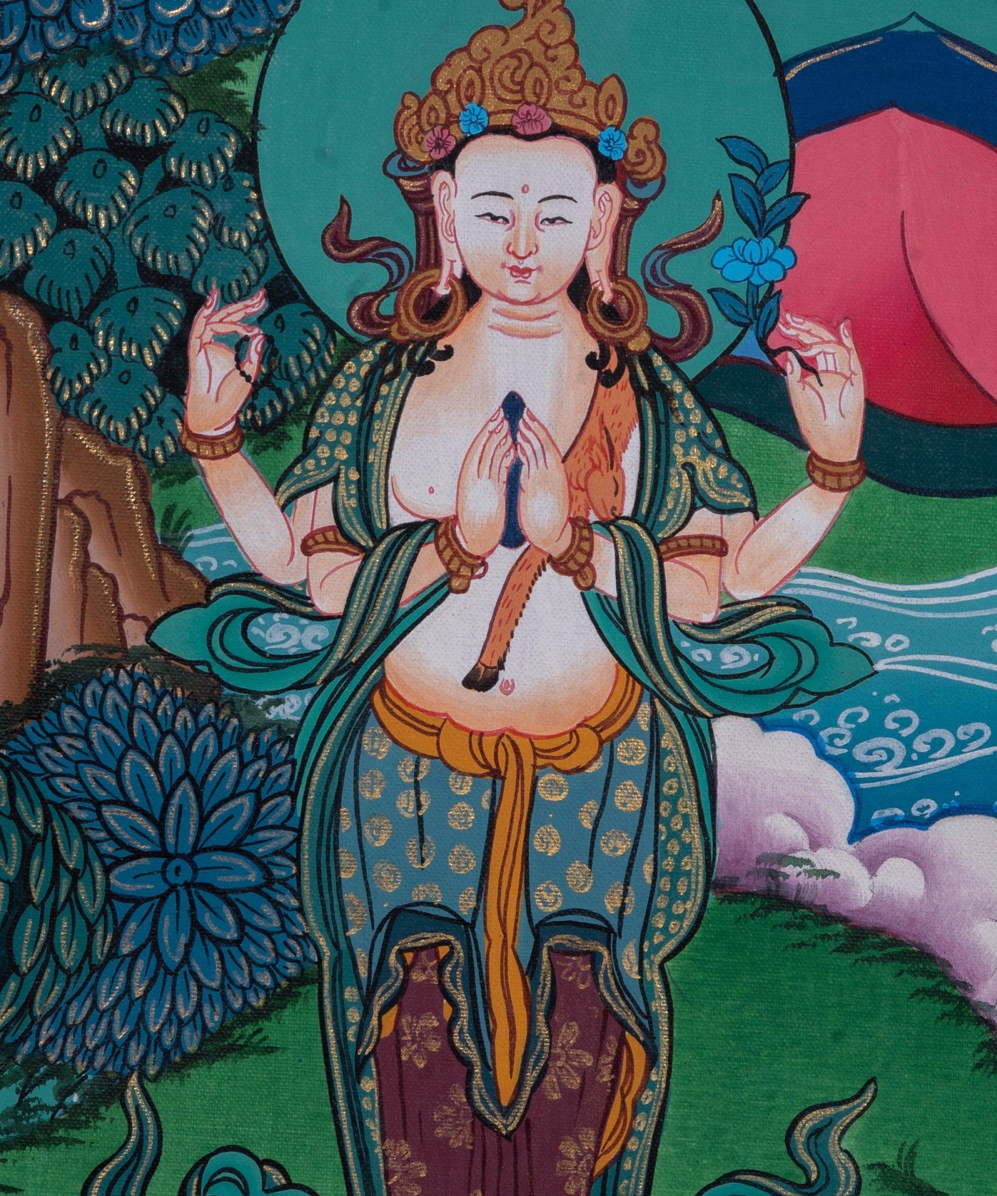 Long Life Amitabha Buddha Thangka - Himalayas Shop