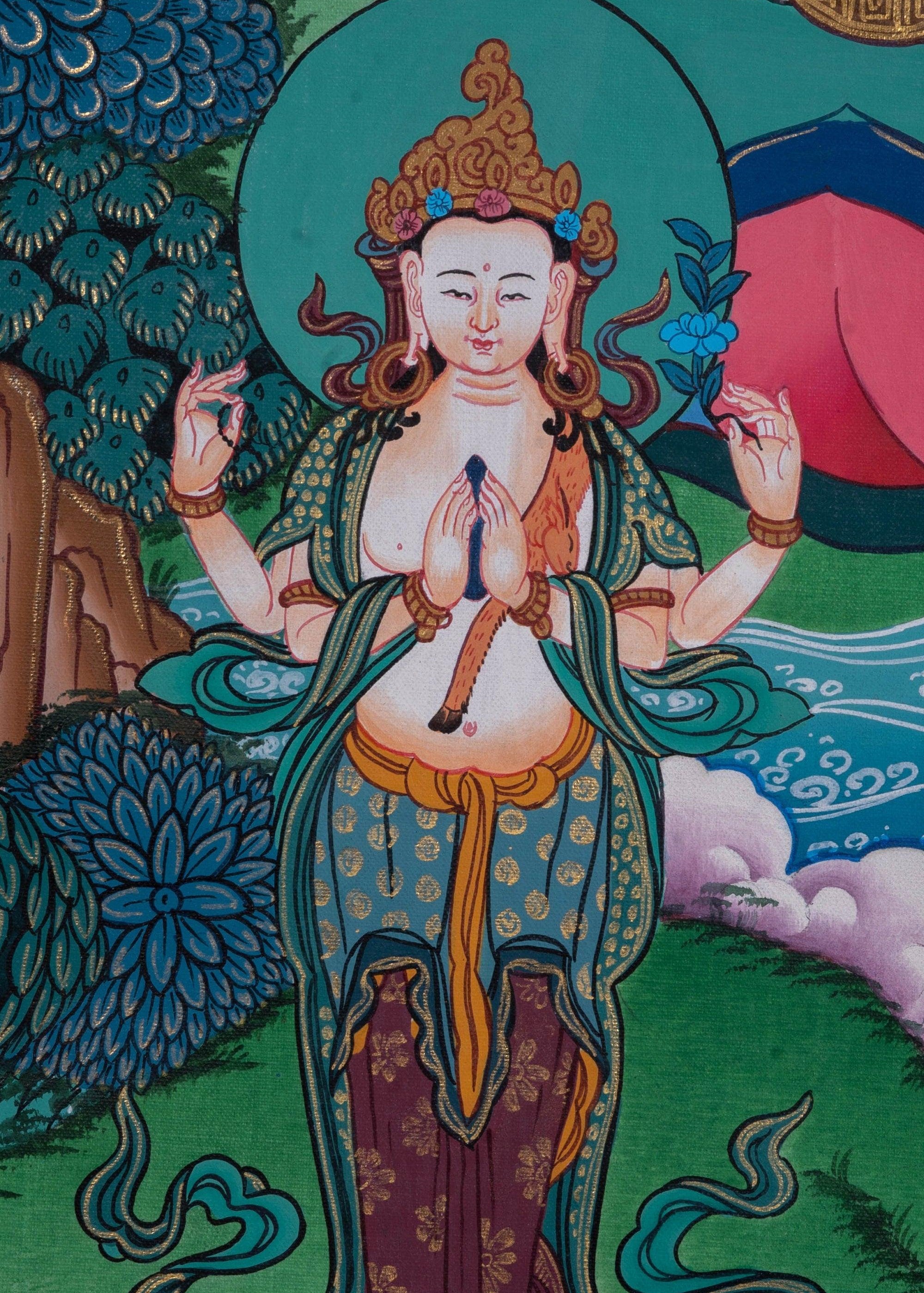 Long Life Amitabha Buddha Thangka - Himalayas Shop