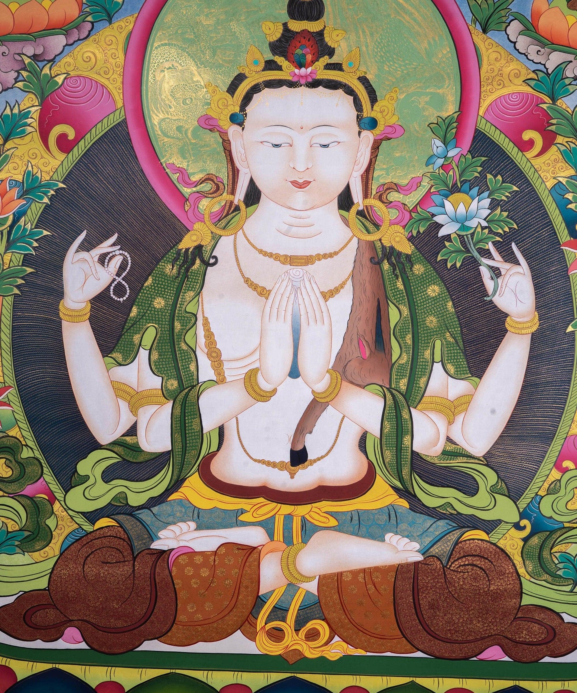 Beautiful Chenrezig thangka painting