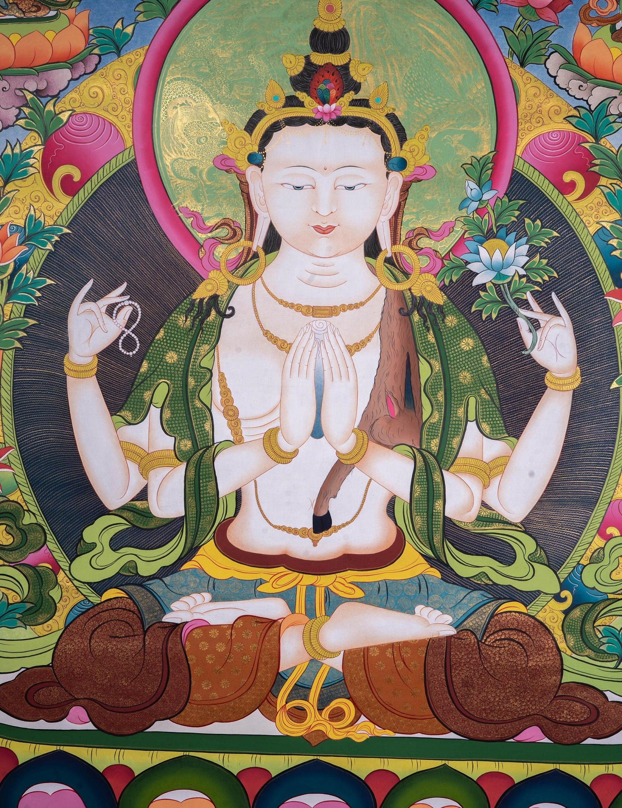 Beautiful Chenrezig thangka painting