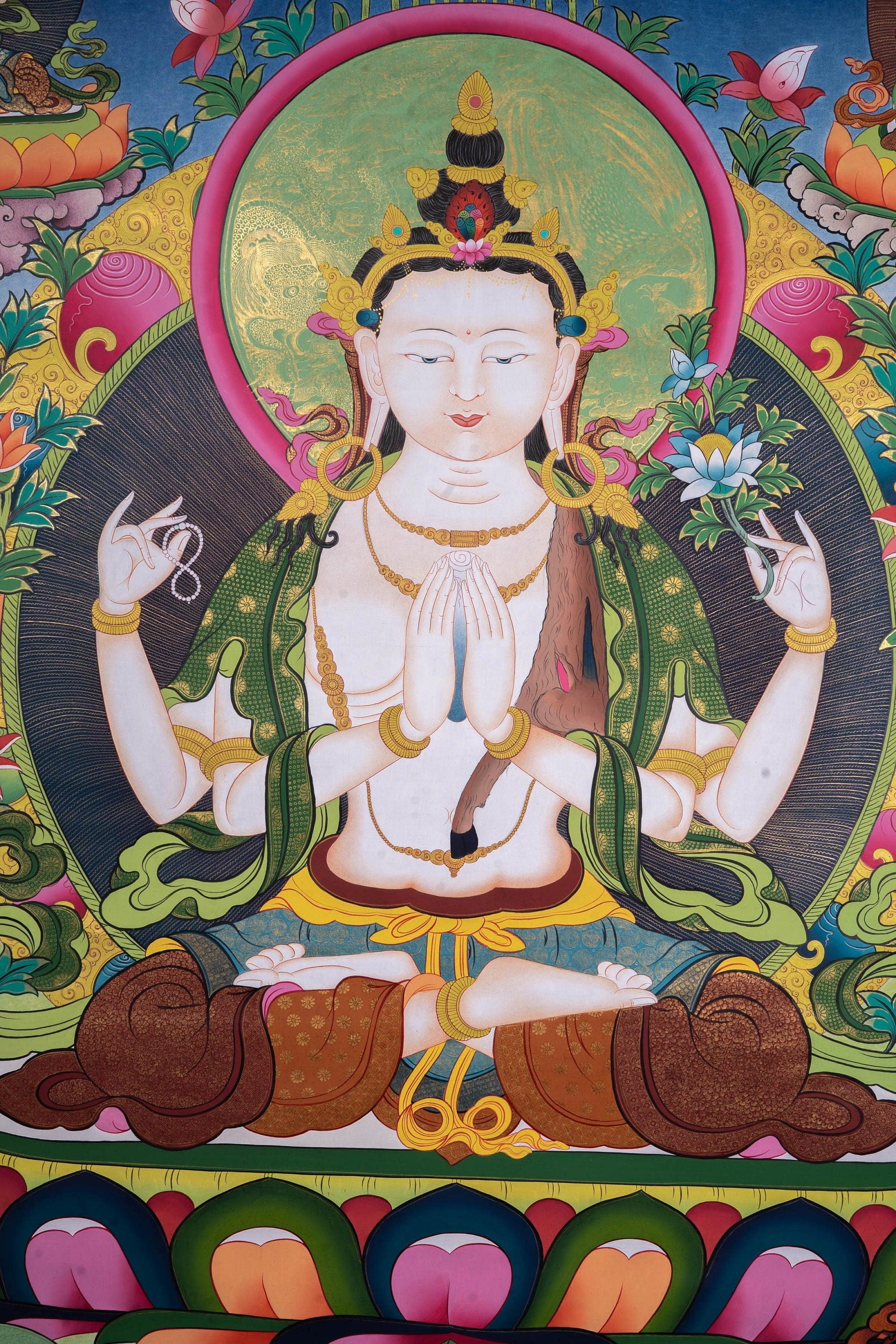 Beautiful Chenrezig thangka painting