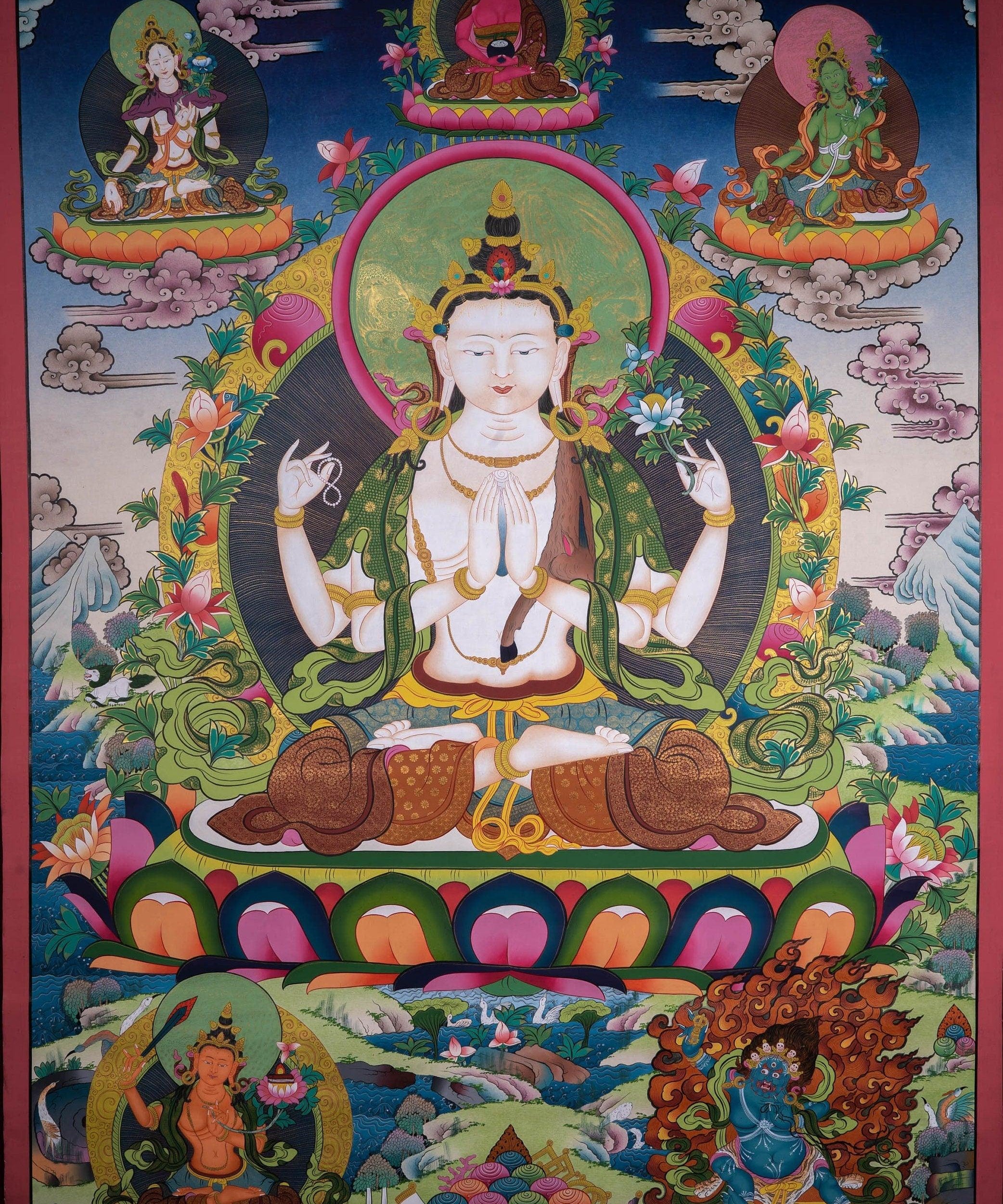 Beautiful Chenrezig thangka painting