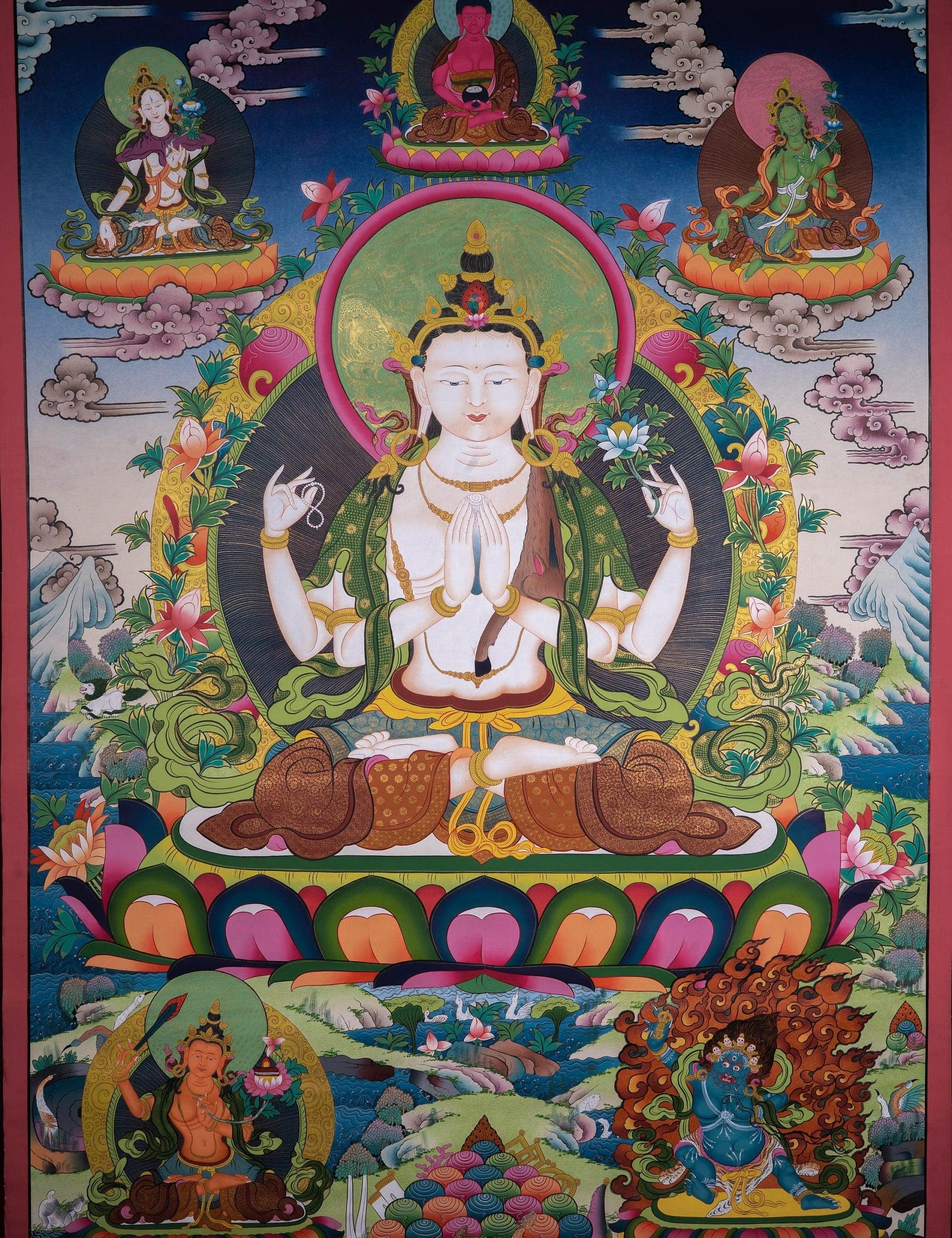 Beautiful Chenrezig thangka painting