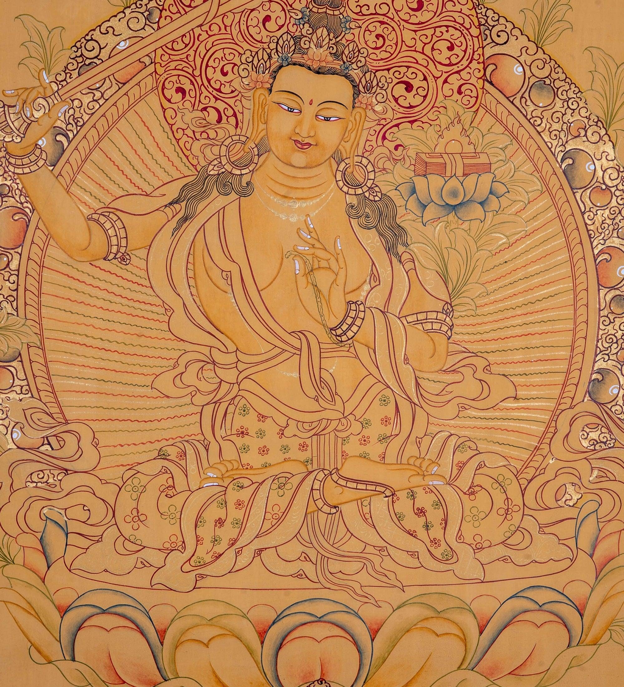 Genuine Hand Painting - Prajnaparmita, Manjushri thangka
