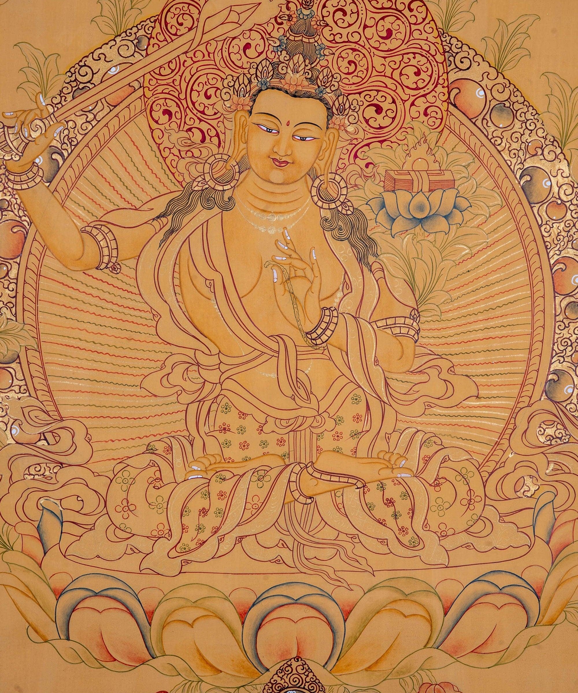 Genuine Hand Painting - Prajnaparmita, Manjushri thangka