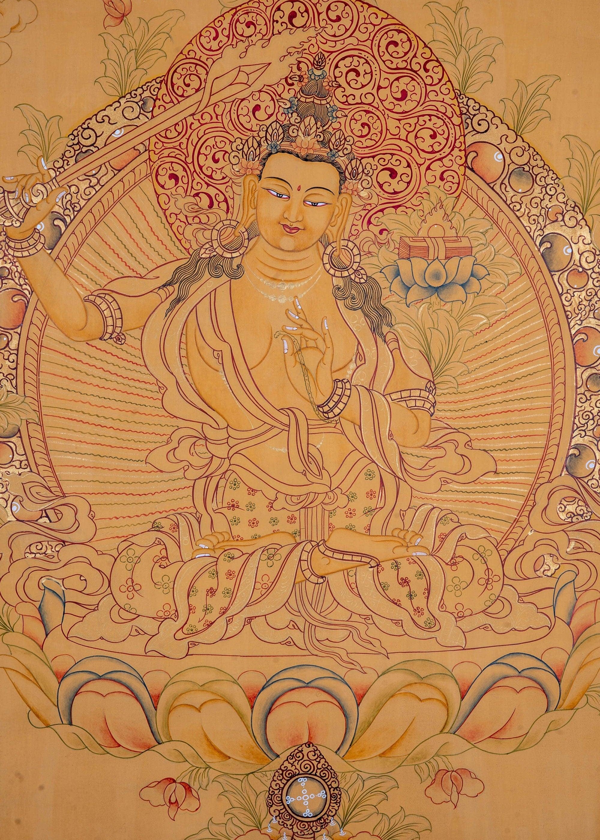 Genuine Hand Painting - Prajnaparmita, Manjushri thangka