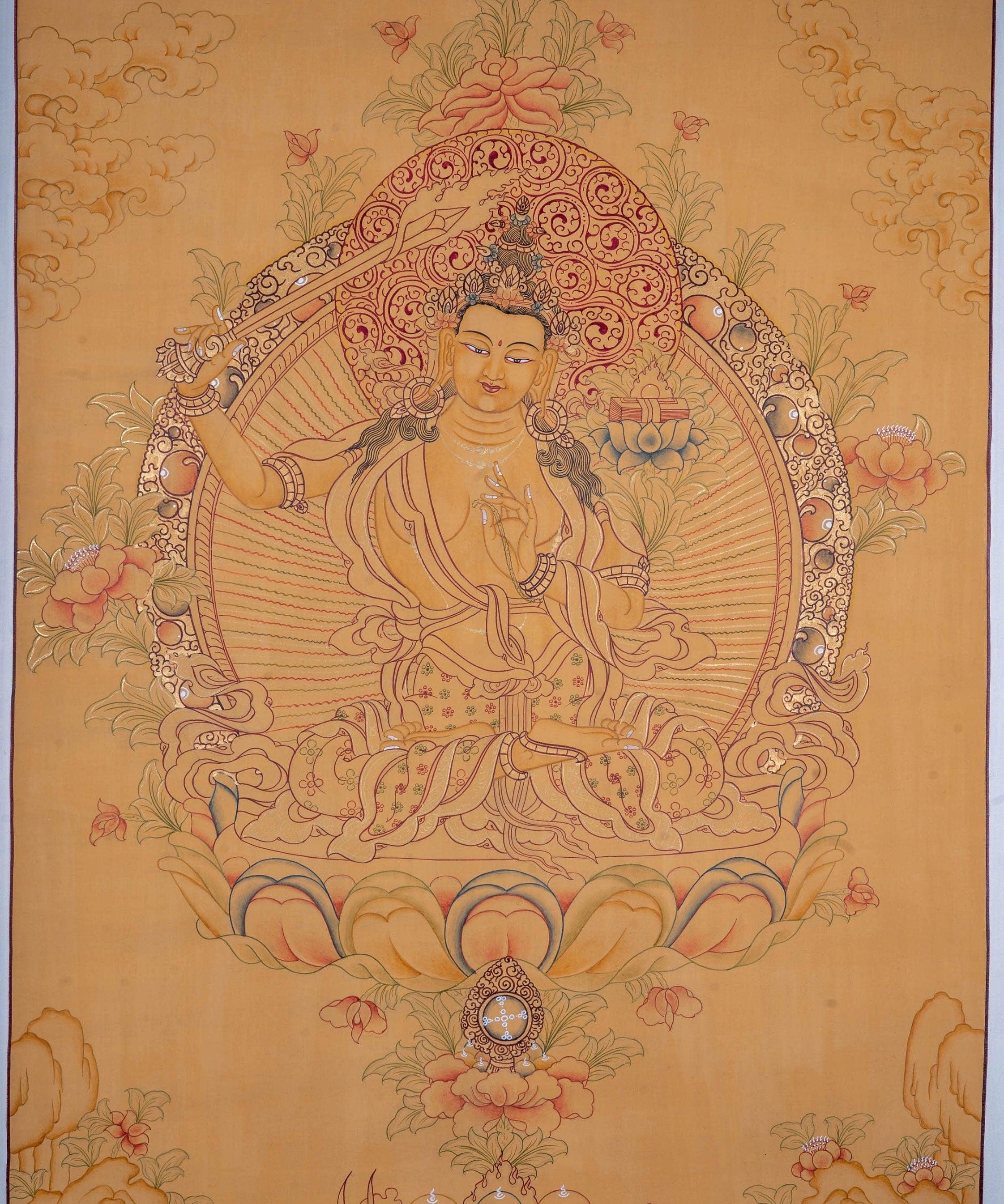 Genuine Hand Painting - Prajnaparmita, Manjushri thangka