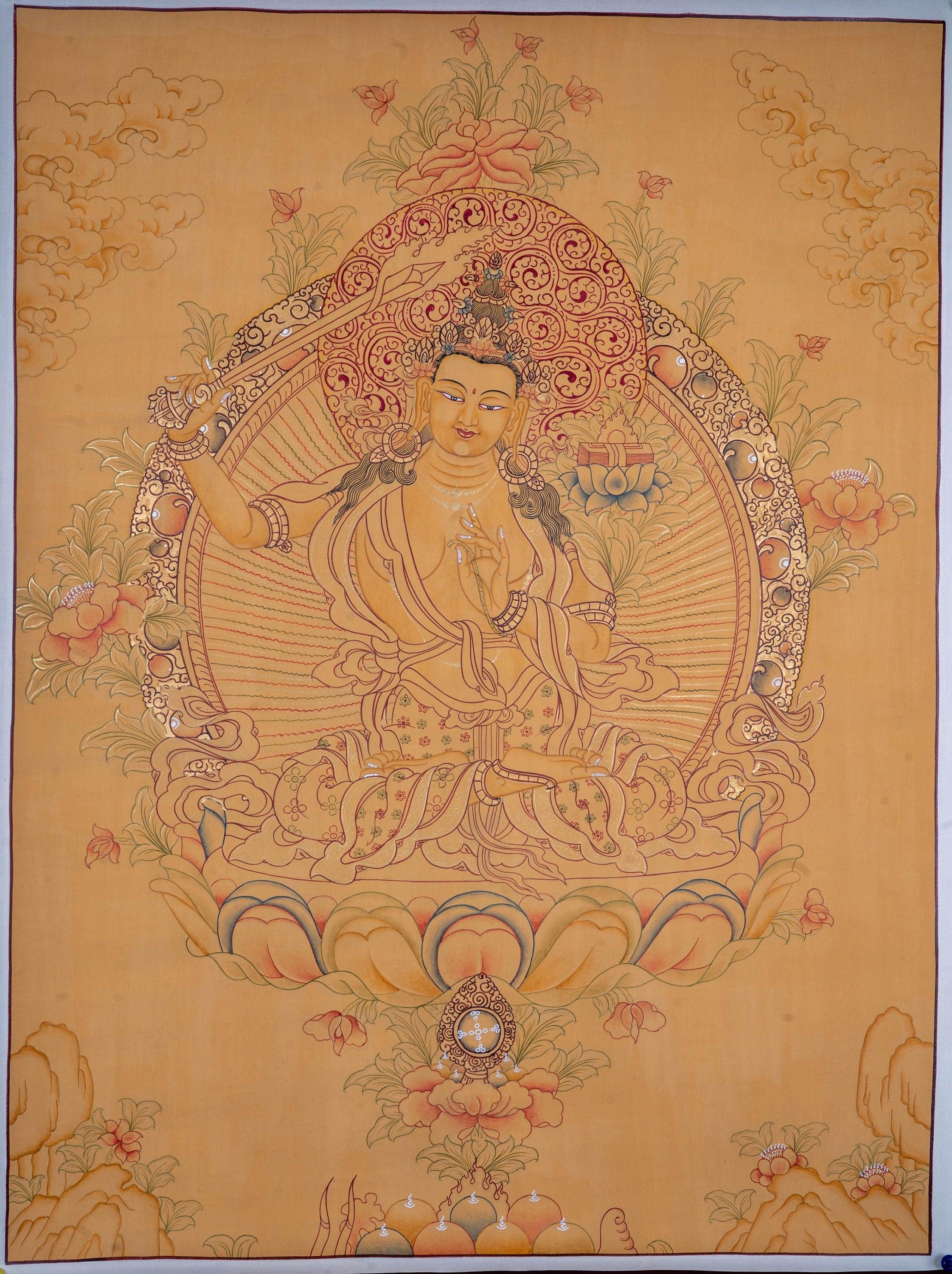 Genuine Hand Painting - Prajnaparmita, Manjushri thangka