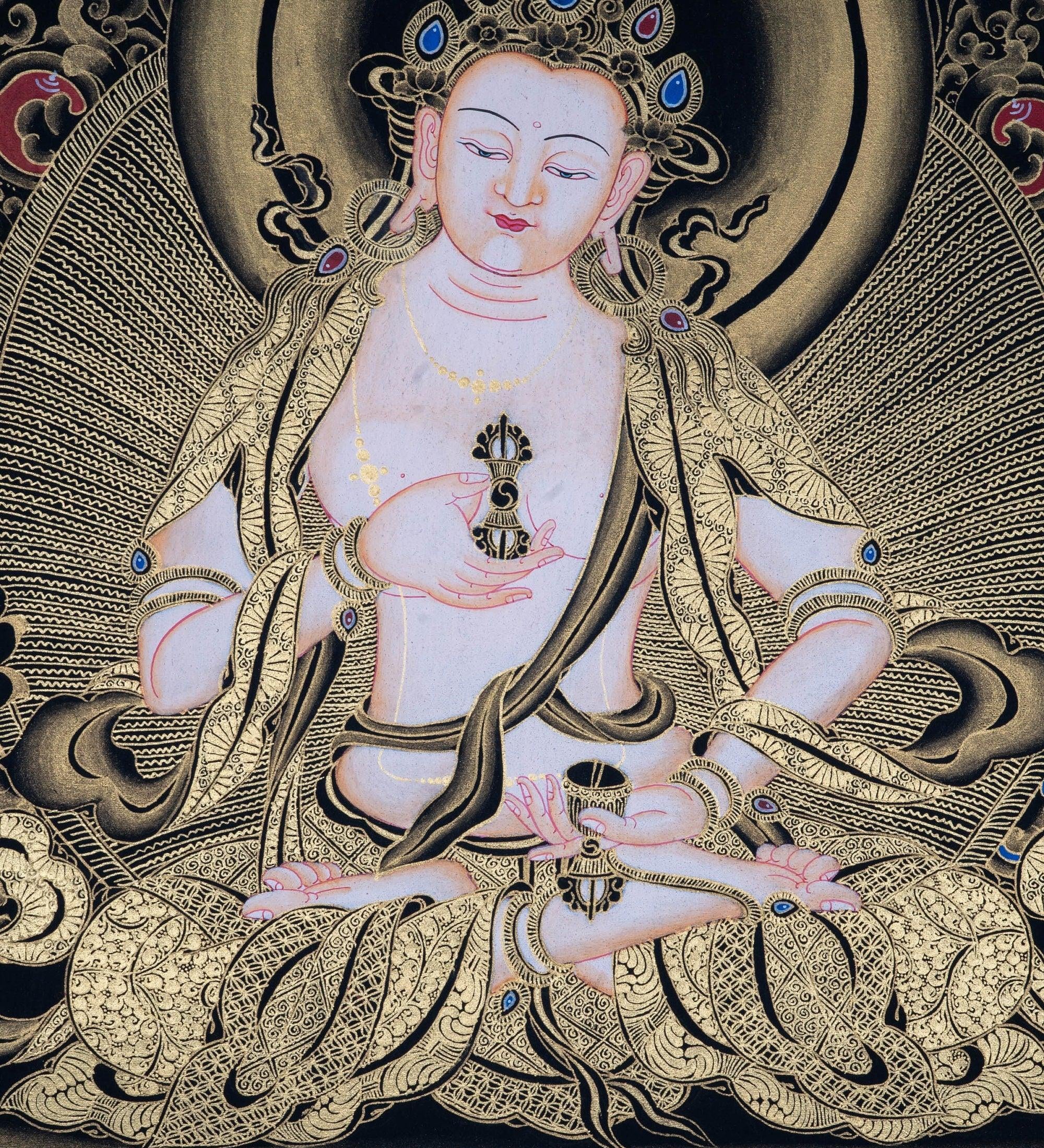 Vajrasattva Thangka Art on Cotton Canvas