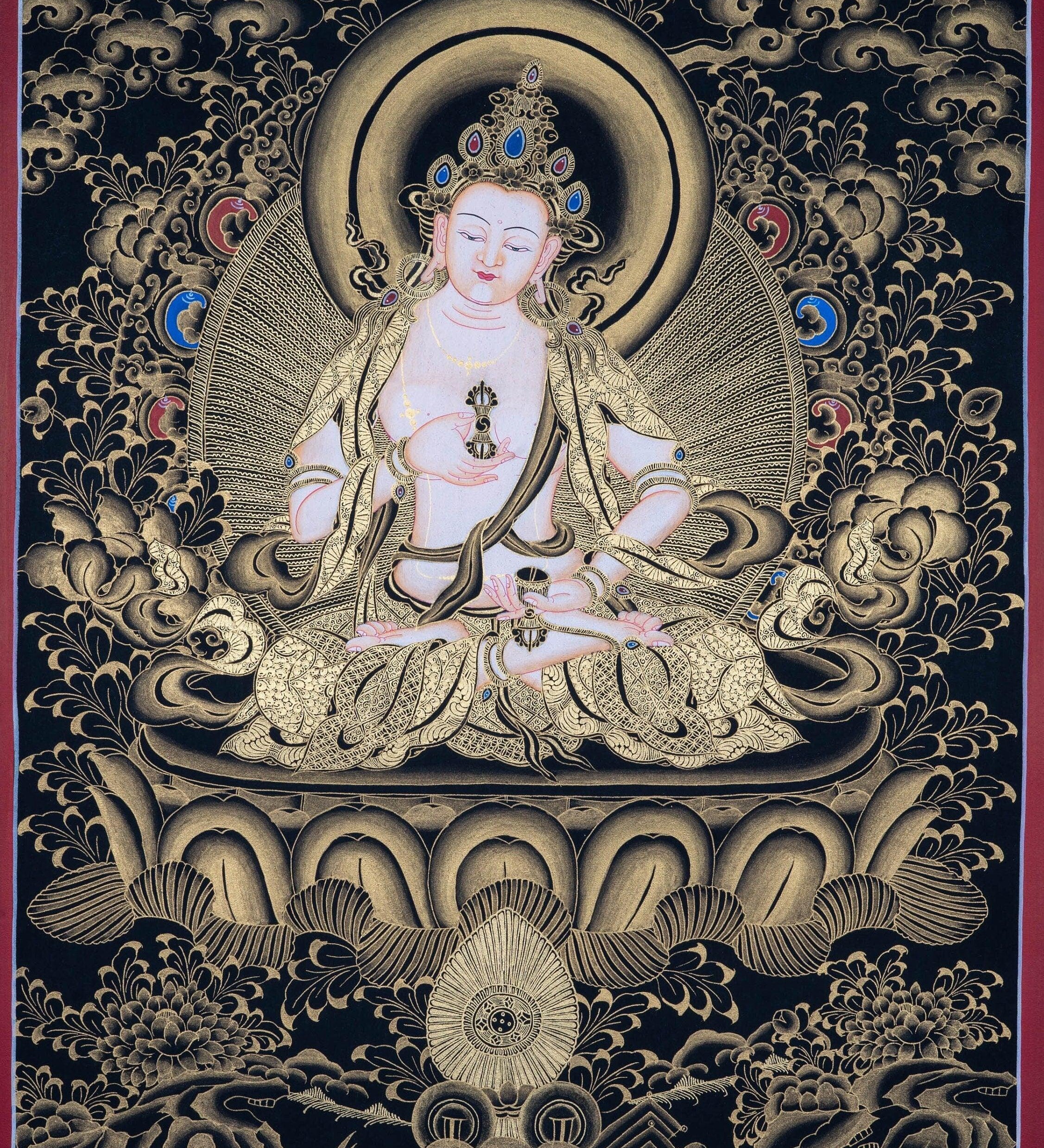 Vajrasattva Thangka Art on Cotton Canvas