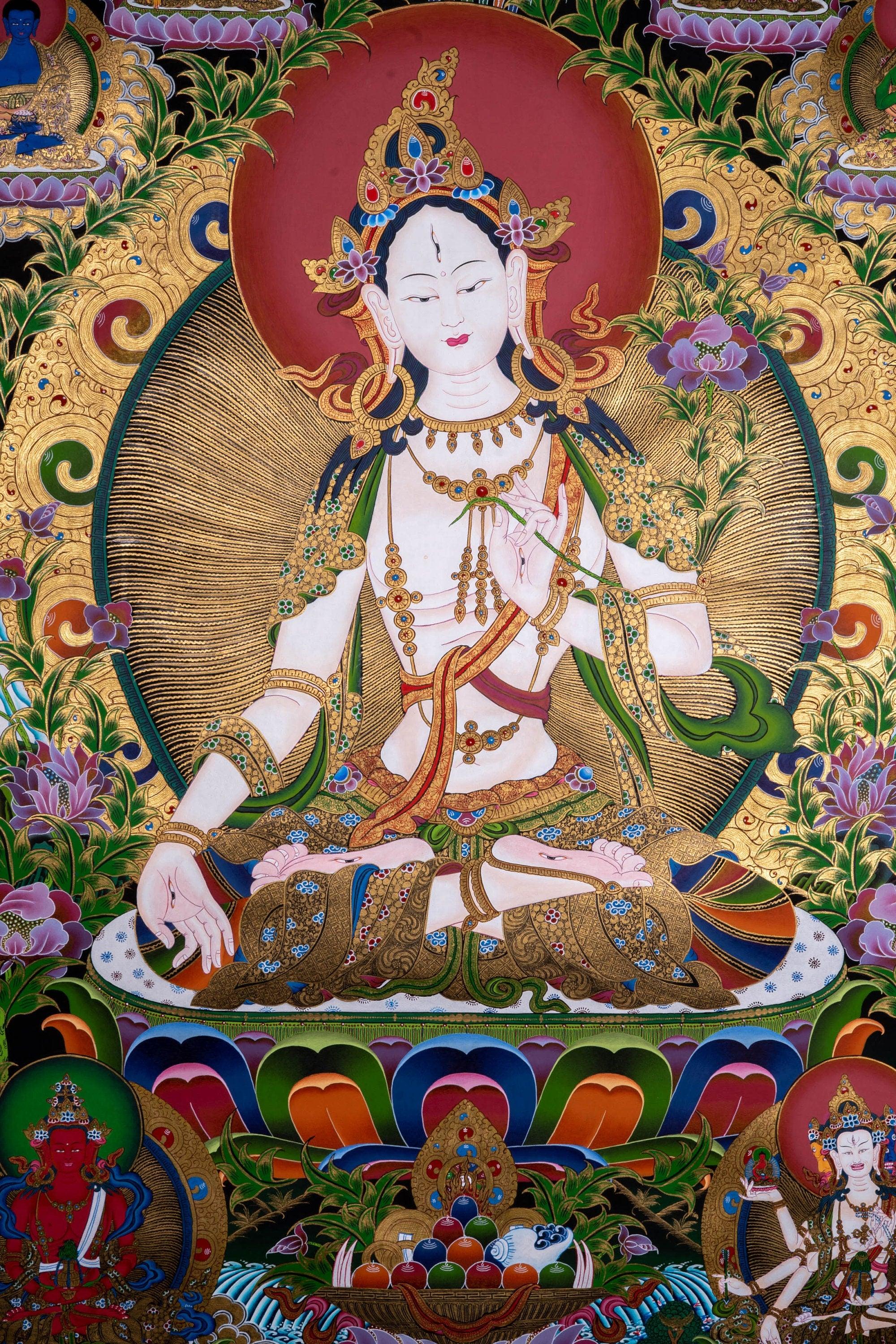 White Tara Thangka Female Deity Thangka