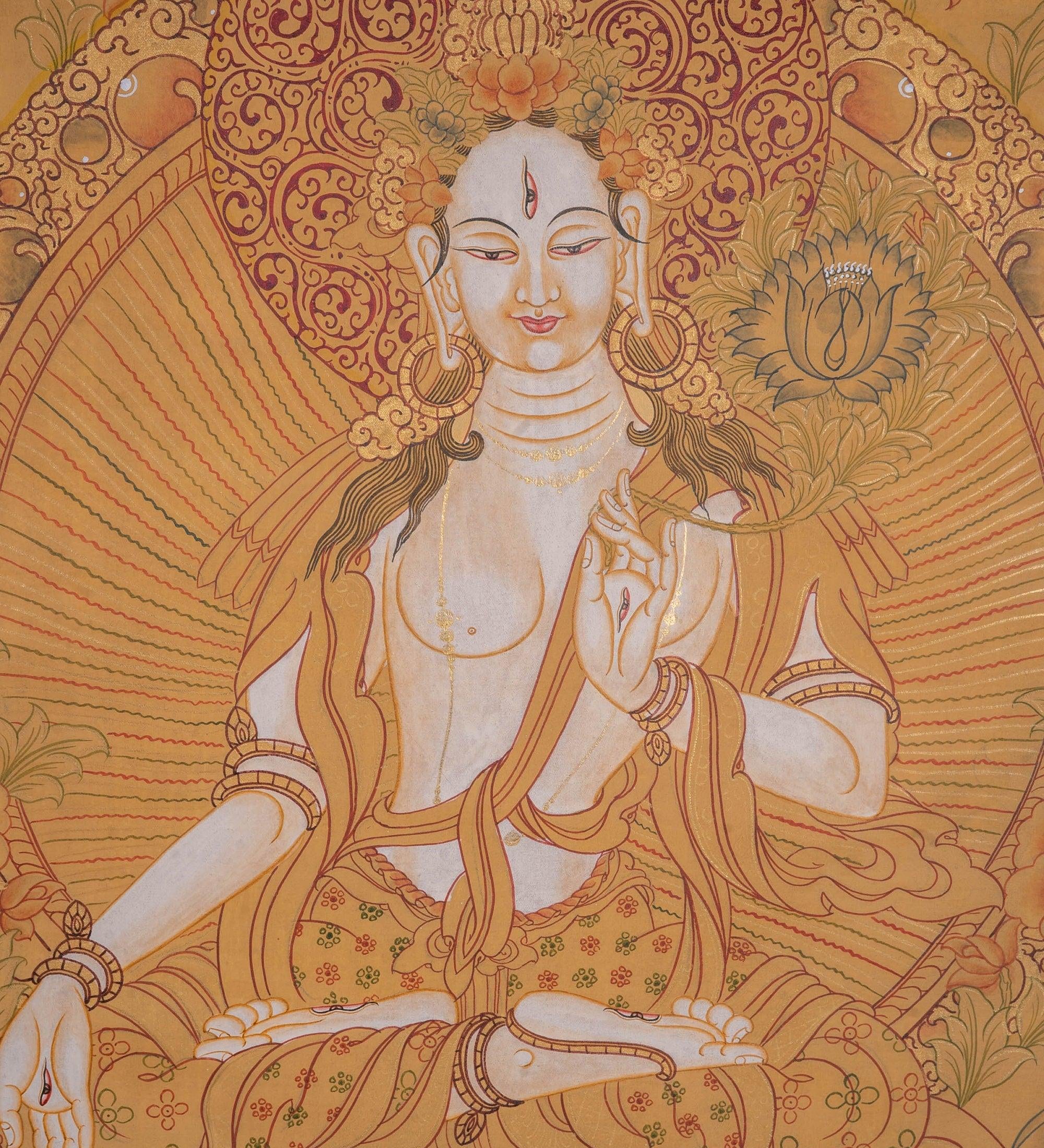 White Tara Tibetan Thangka Art
