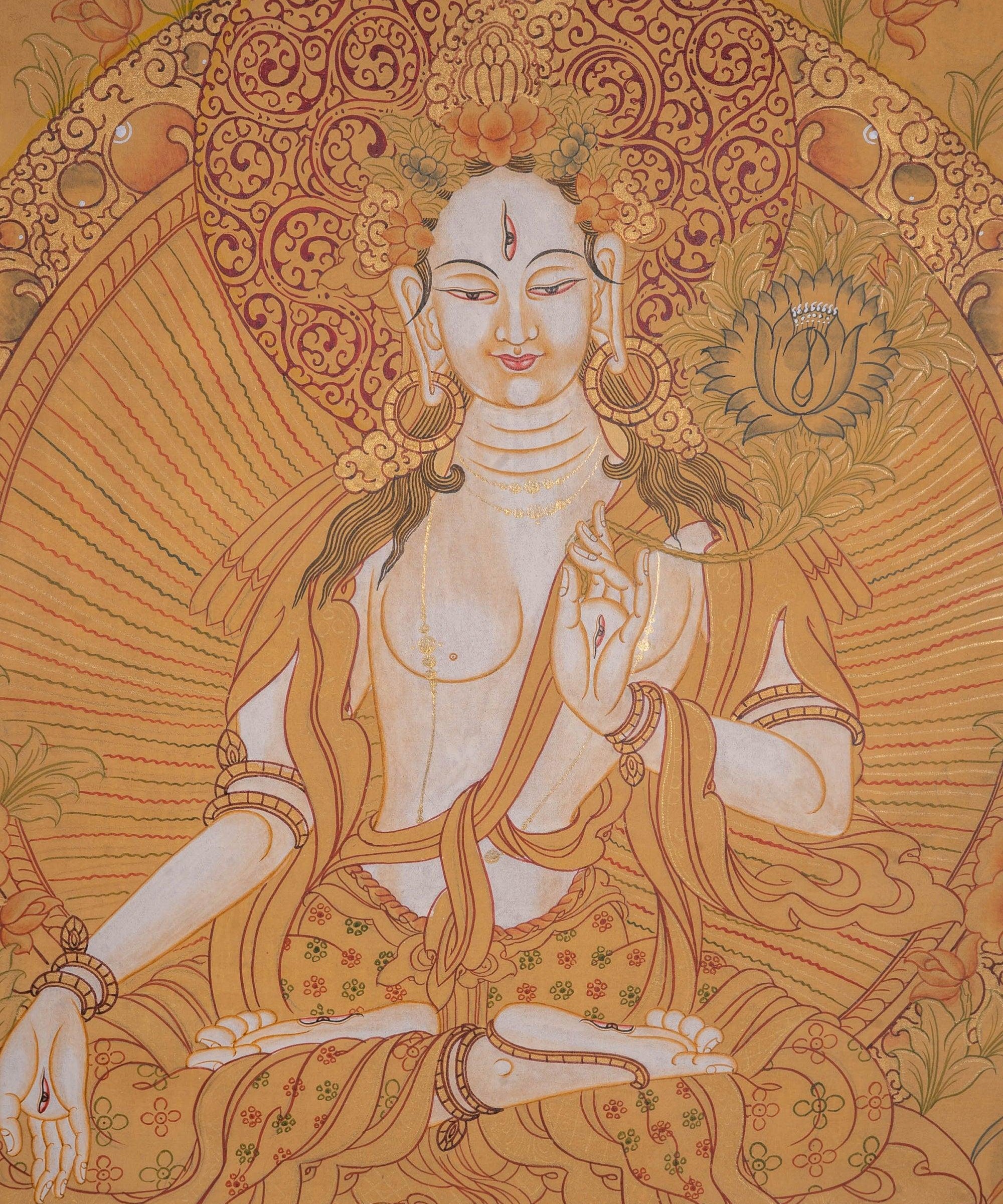 White Tara Tibetan Thangka Art