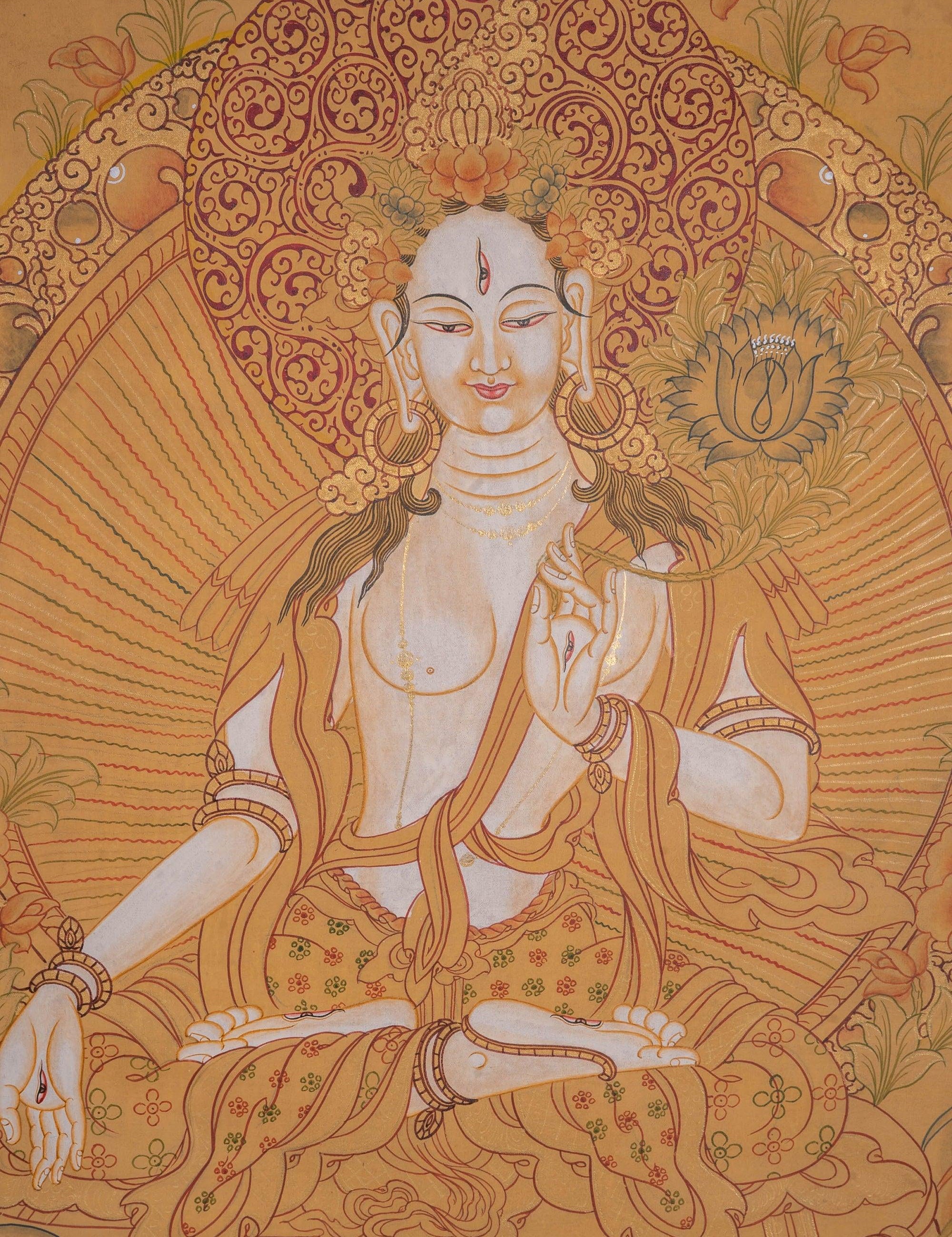 White Tara Tibetan Thangka Art