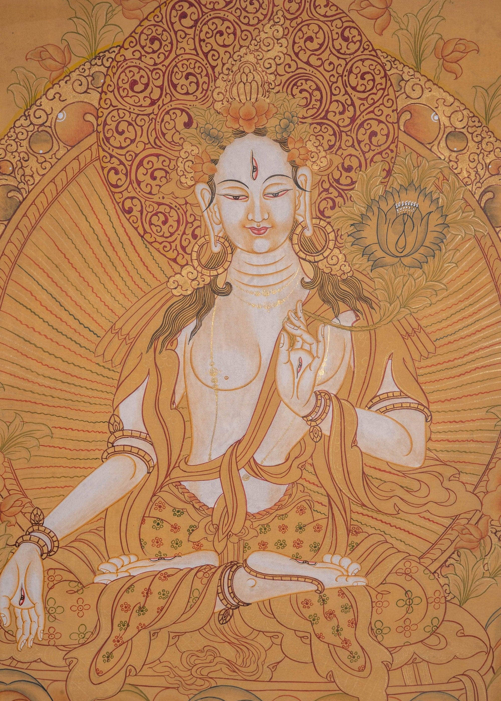 White Tara Tibetan Thangka Art