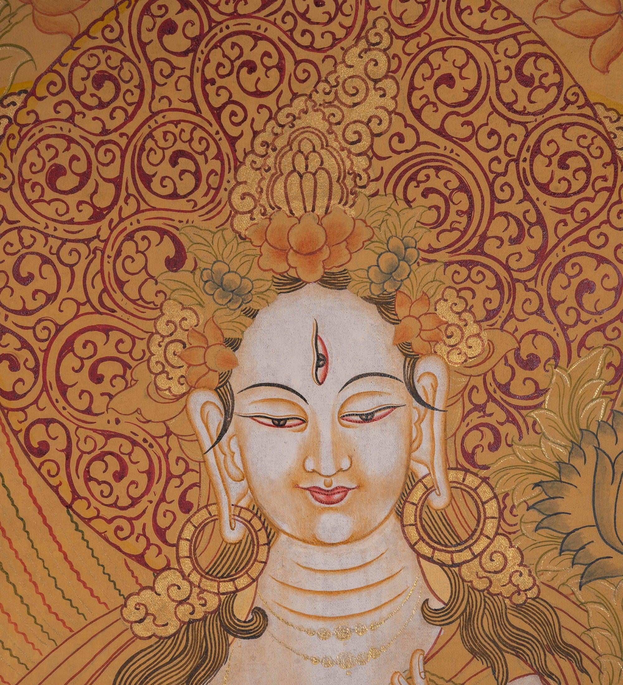 White Tara Tibetan Thangka Art