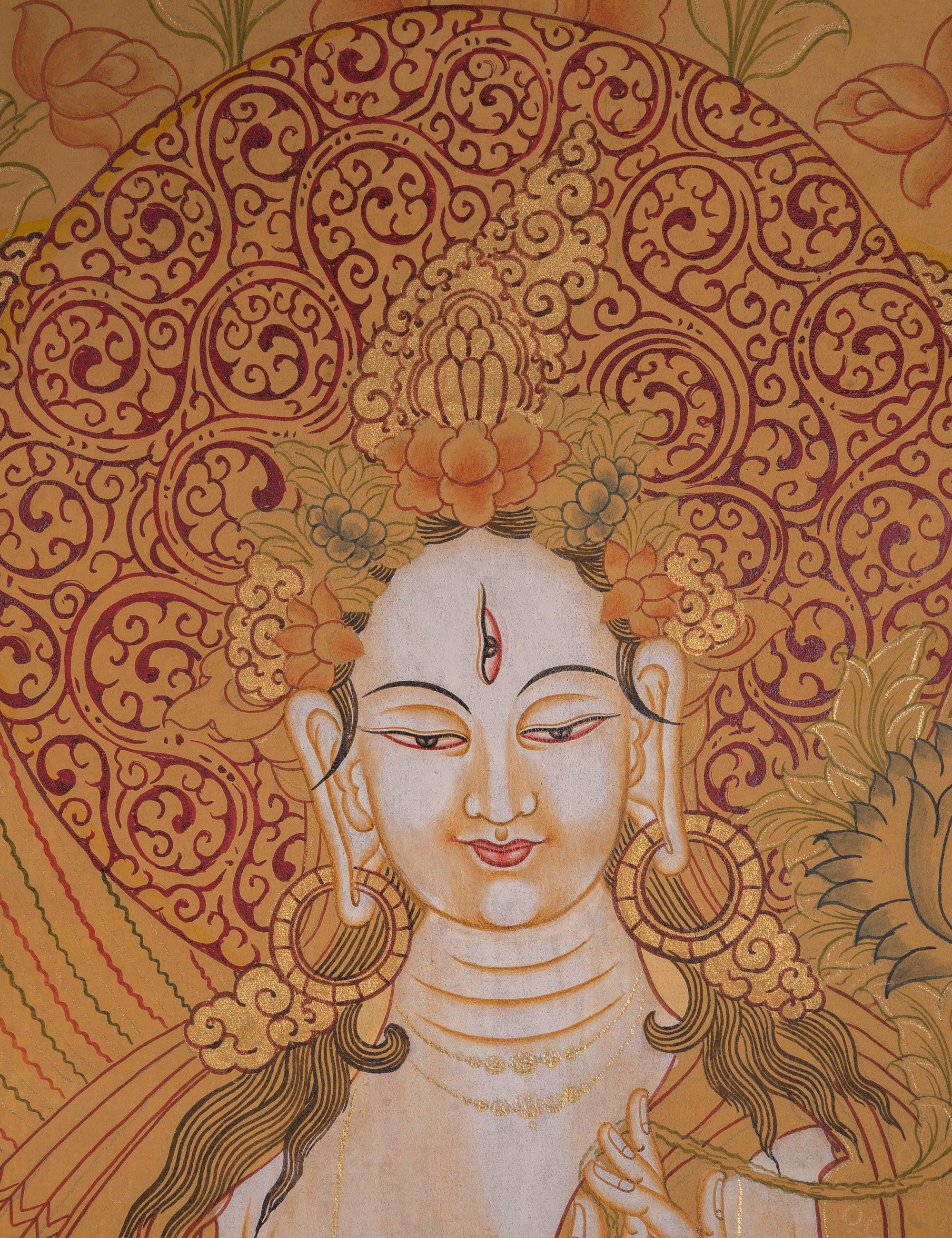 White Tara Tibetan Thangka Art