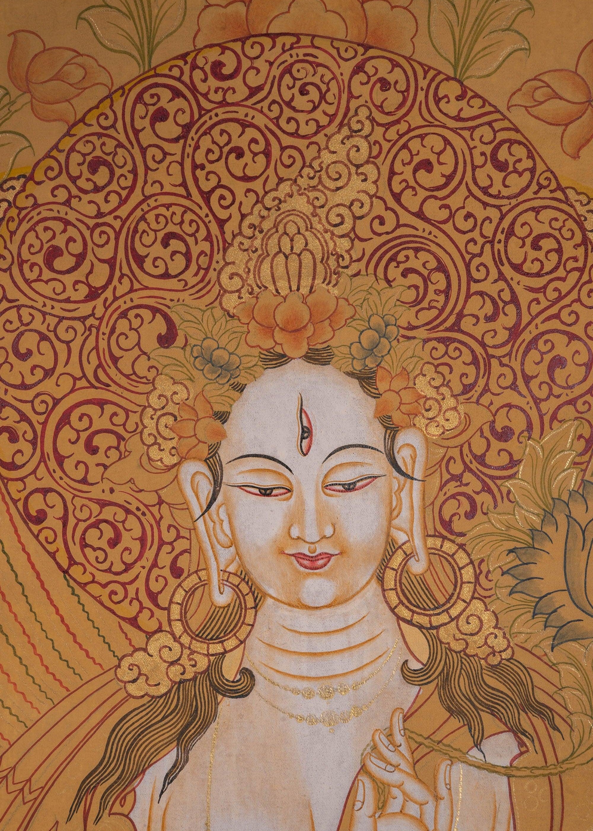 White Tara Tibetan Thangka Art