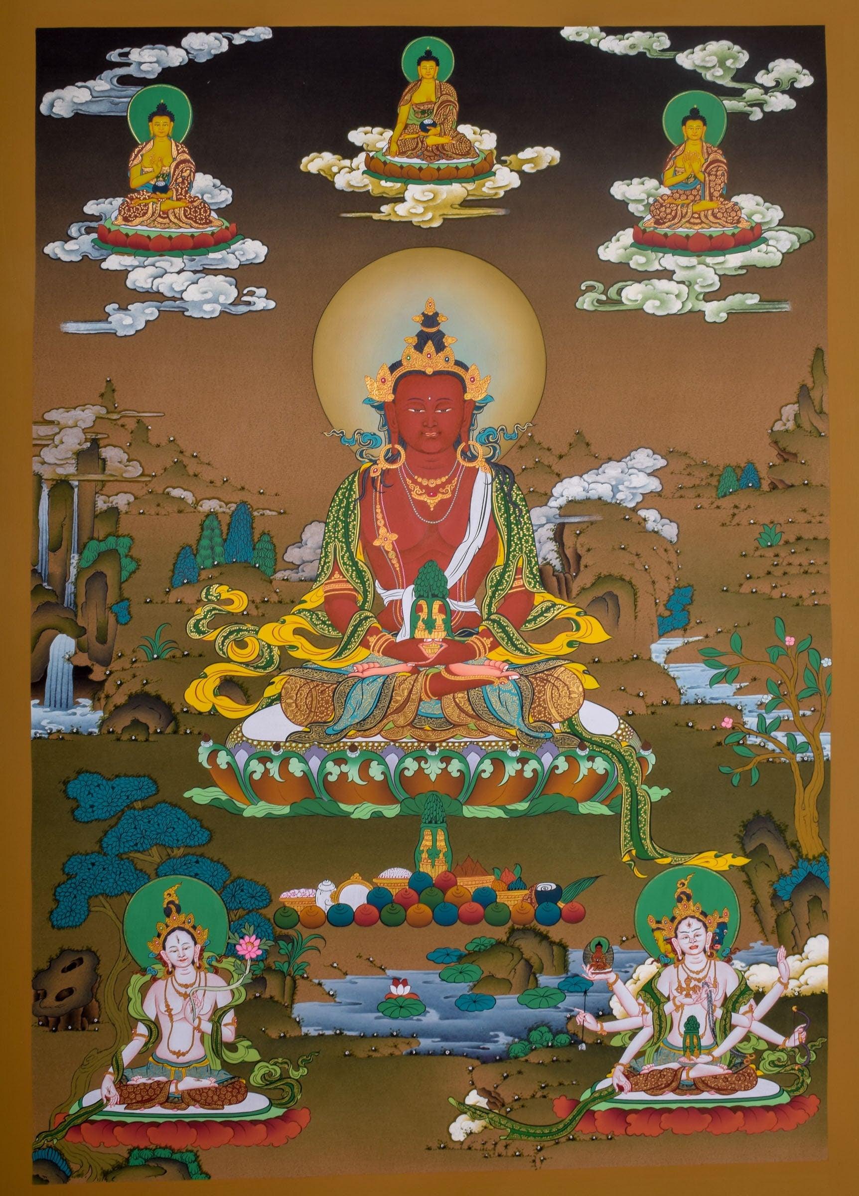 Fine Tibetan Thangka Art -  Amitabha Buddha