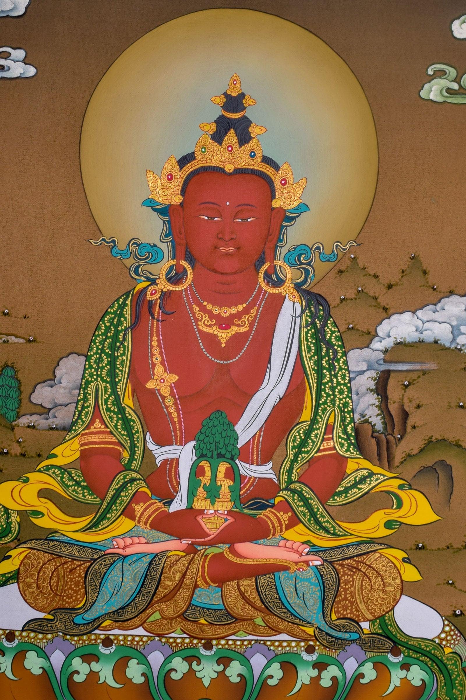 Fine Tibetan Thangka Art -  Amitabha Buddha
