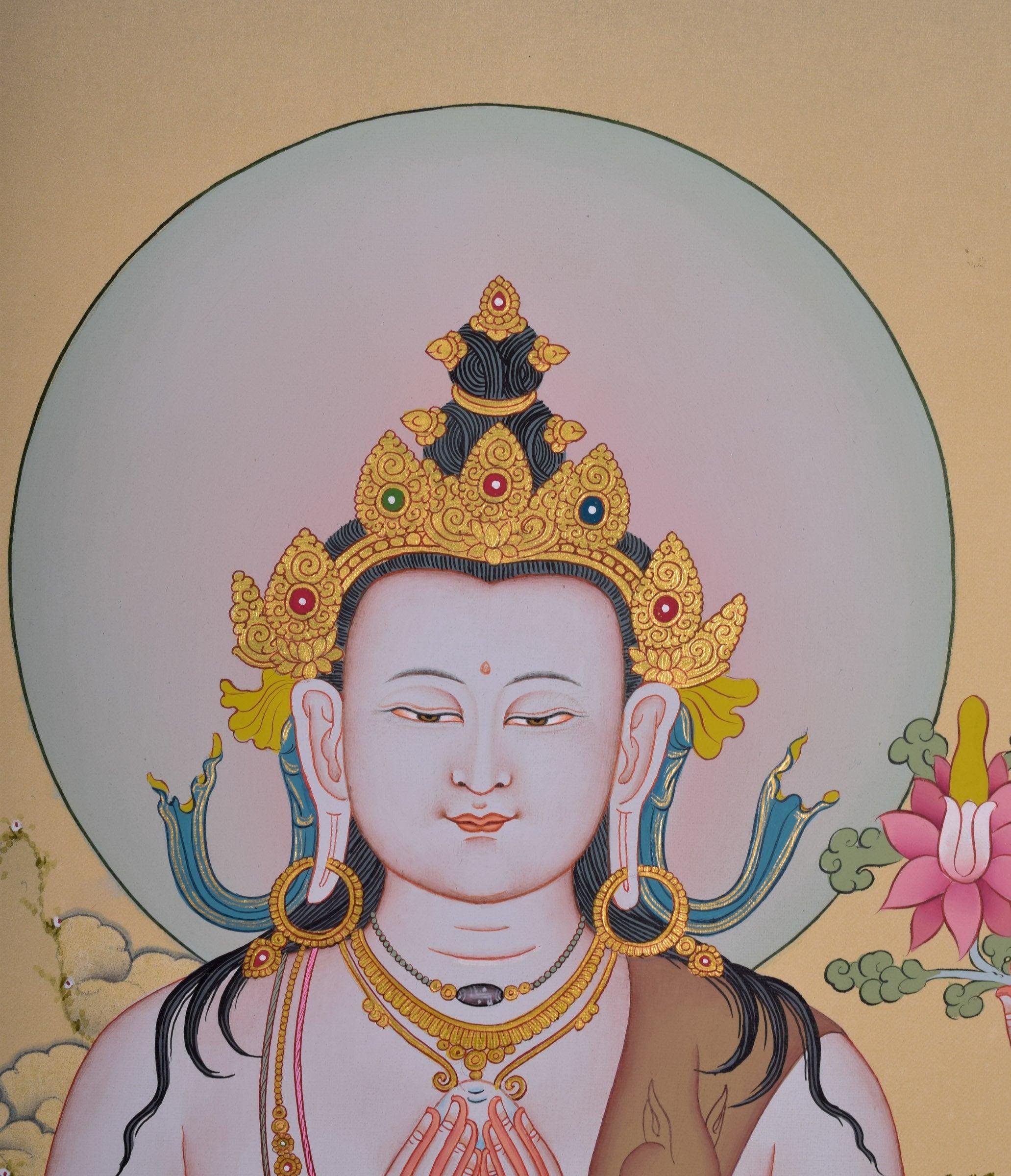 Chenrezig Thangka Painting - 4 arm bodhisattva