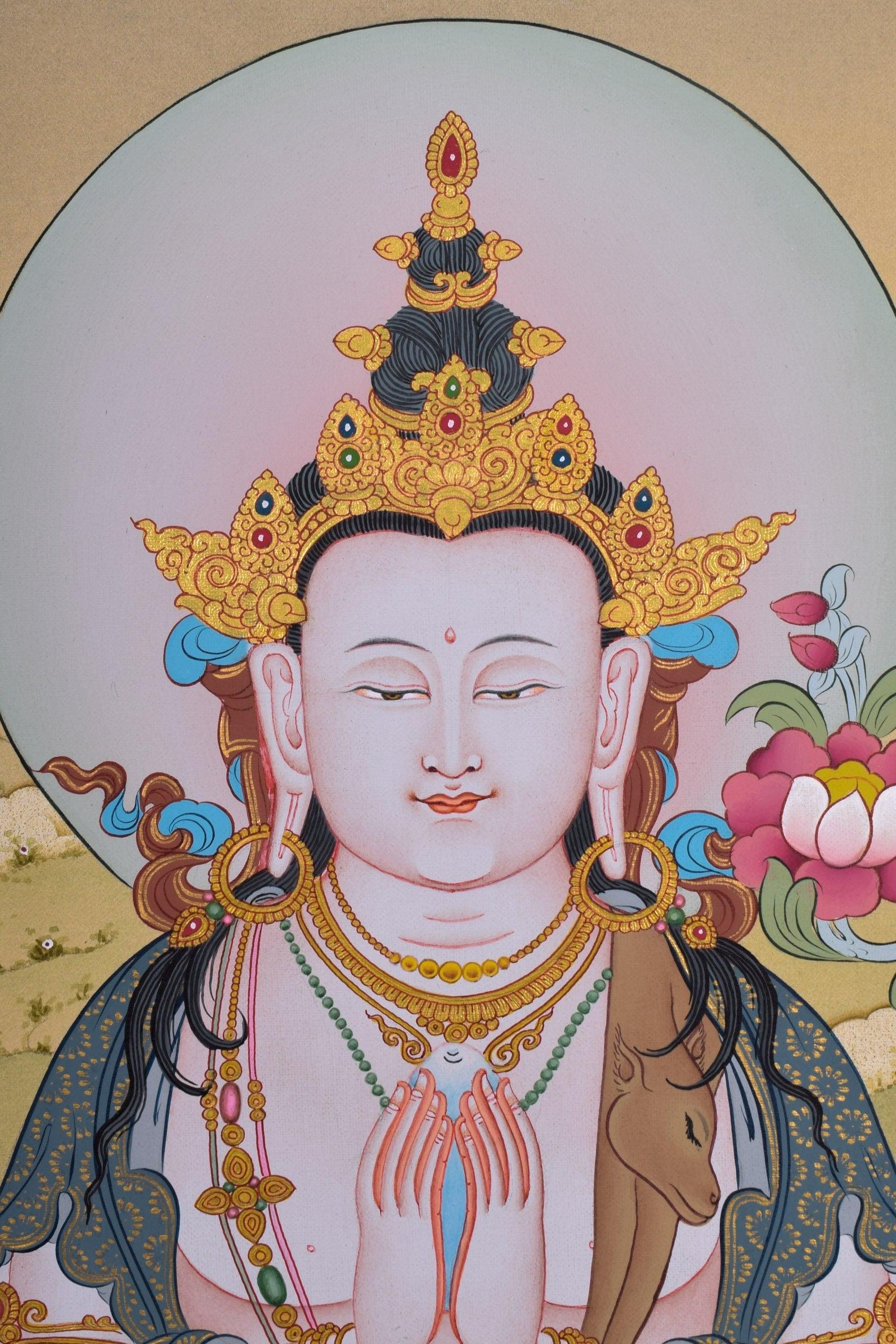Chenrezig Thangka Painting For Meditational Practice and Spiritual Gifts