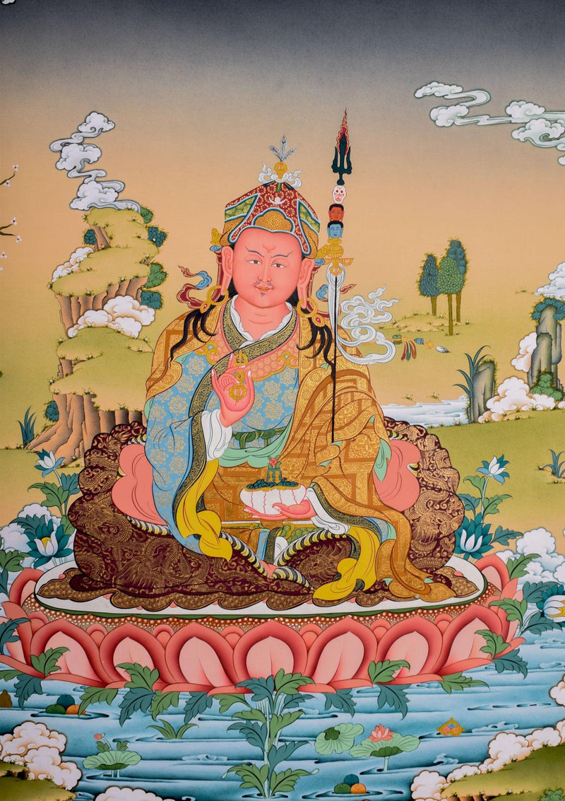 Guru Rinpoche Thangka Art For Meditation Practice and Spiritual Gift
