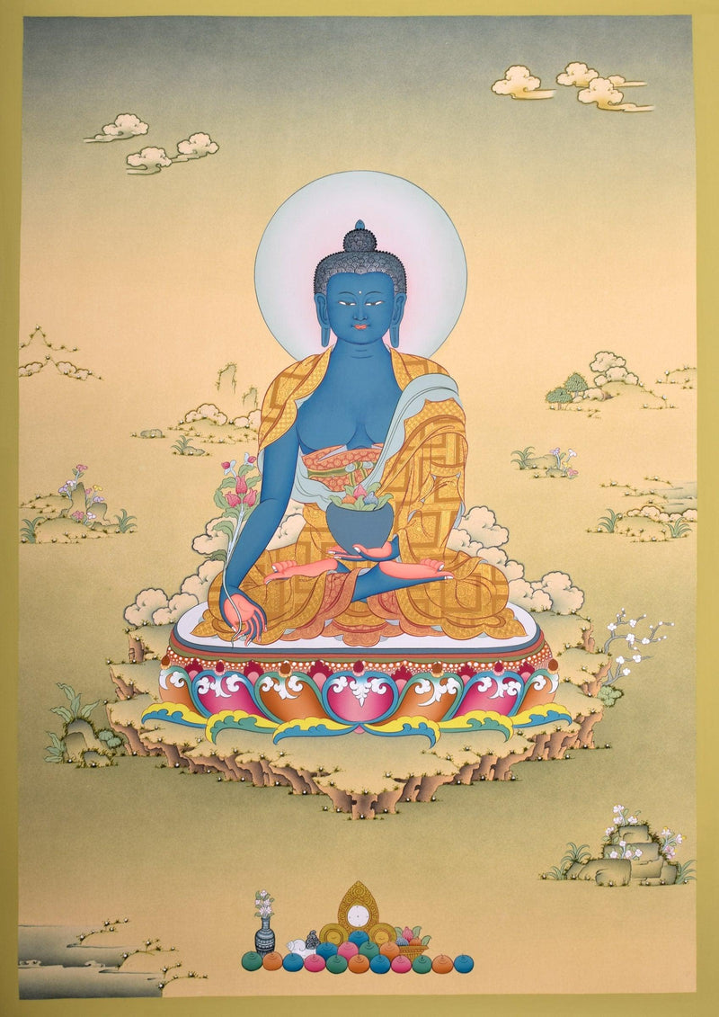 Genuine Tibetan Thangka of Medicine Buddha