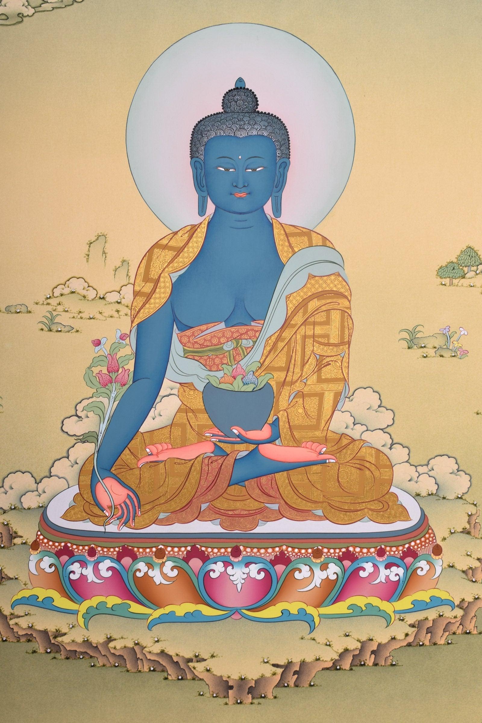 Genuine Tibetan Thangka of Medicine Buddha