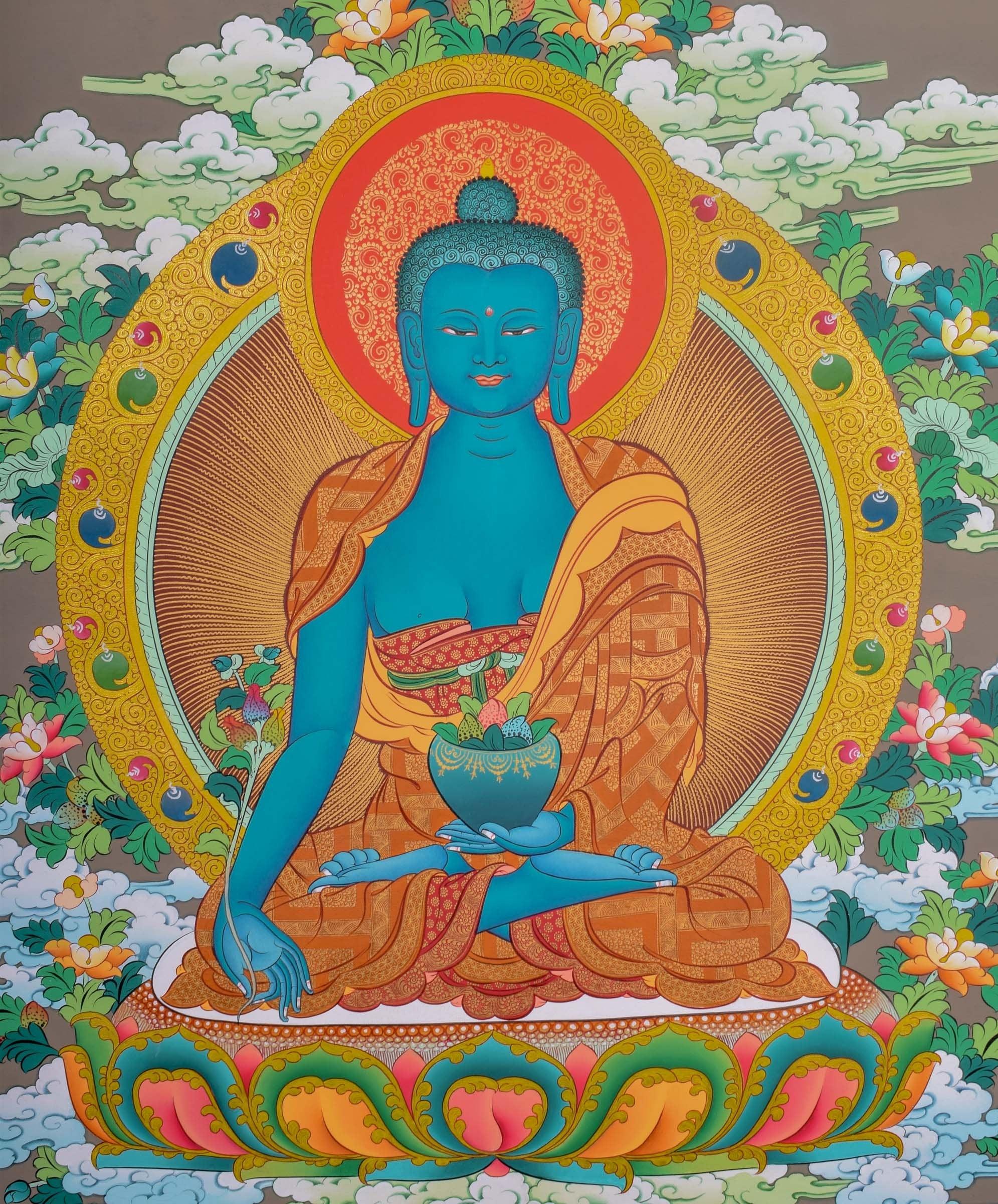 Medicine Buddha Thangka For Meditational Practice and Spiritual Gift