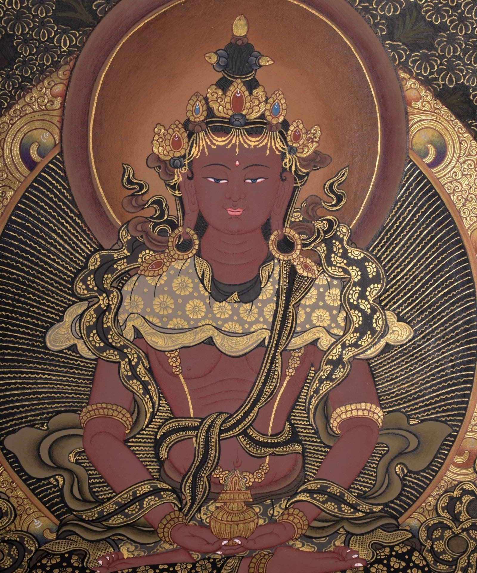 Amitayus Buddha Thangka Painting for meditational practice and spiritual gift