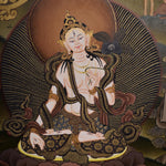 Handmade Amitayus Thangka Painting on Cotton Canvas