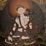 Handmade Amitayus Thangka Painting on Cotton Canvas