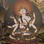 Handmade Amitayus Thangka Painting on Cotton Canvas