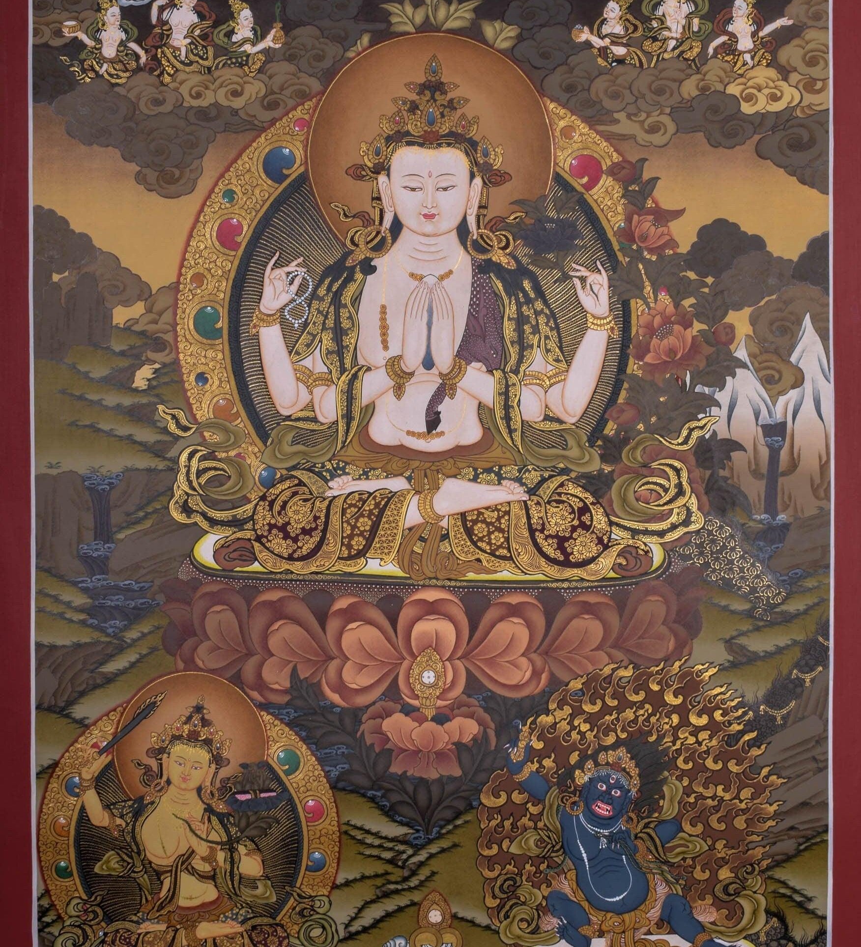 Chenrezig Tibetan Hand Painting Thangka